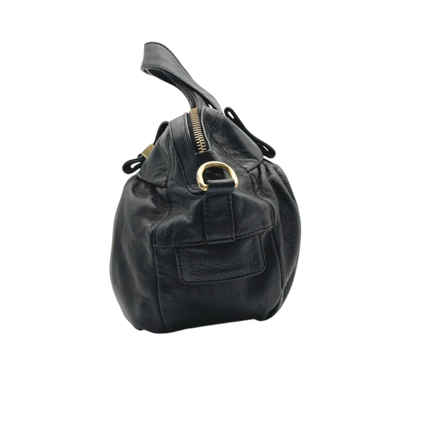 シーバイクロエ SeeByChloe 2way ハンドバッグ ショルダーバッグ クロスボディ サッチェル カバン 鞄 レザー 本革 ブラック 黒 ギャザー ゴールド金具 斜め掛け可 レディース エレガント クラシック カジュアル デイリーユース 通勤 通学 お出かけ 旅行 普段使い 良品 S23