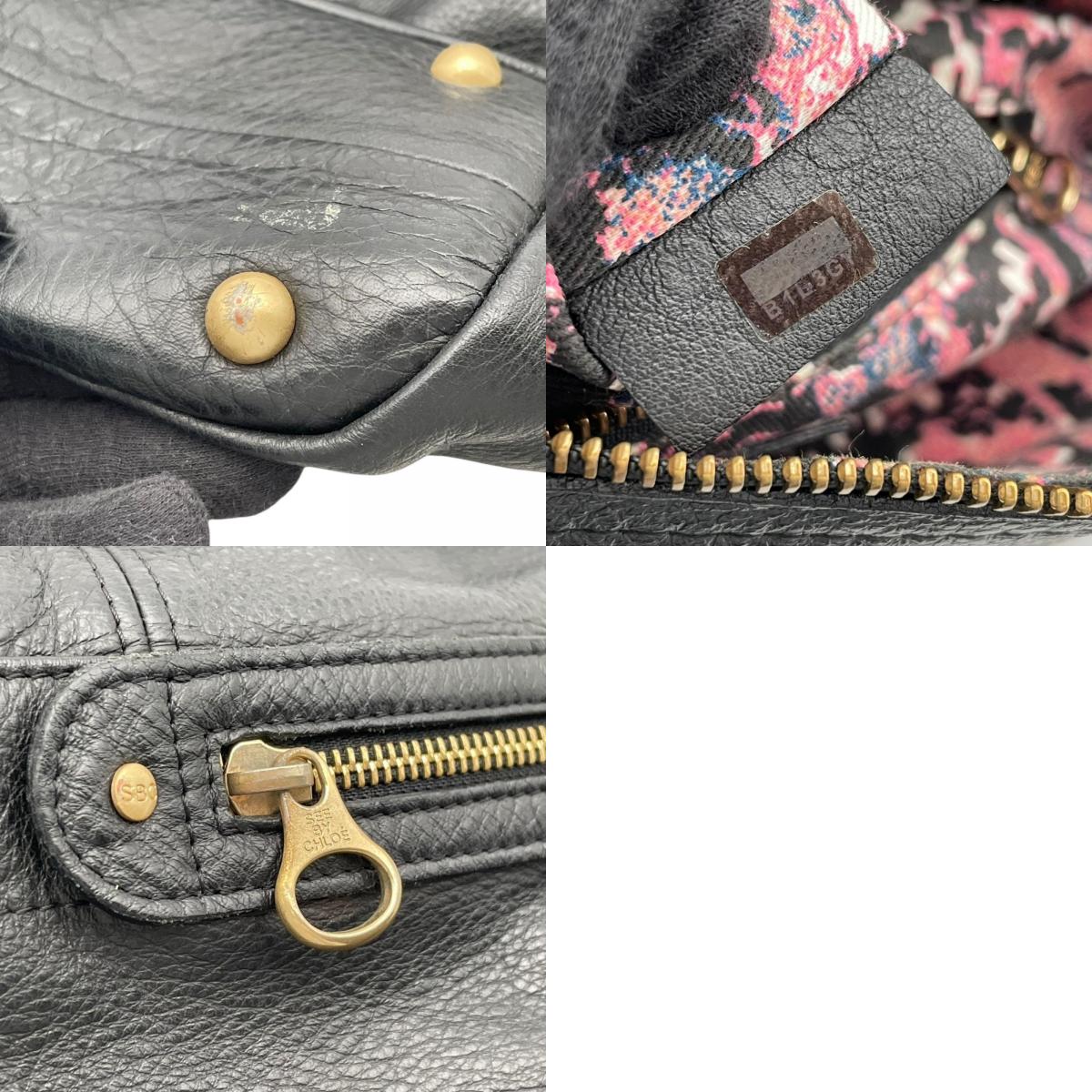 シーバイクロエ SeeByChloe 2way ハンドバッグ ショルダーバッグ 肩掛け カバン 鞄 レザー 本革 ブラック 黒 プリーツ ギャザー ゴールド金具 レディース エレガント クラシック カジュアル 通勤 通学 お出かけ デイリー 普段使い 良品 S23