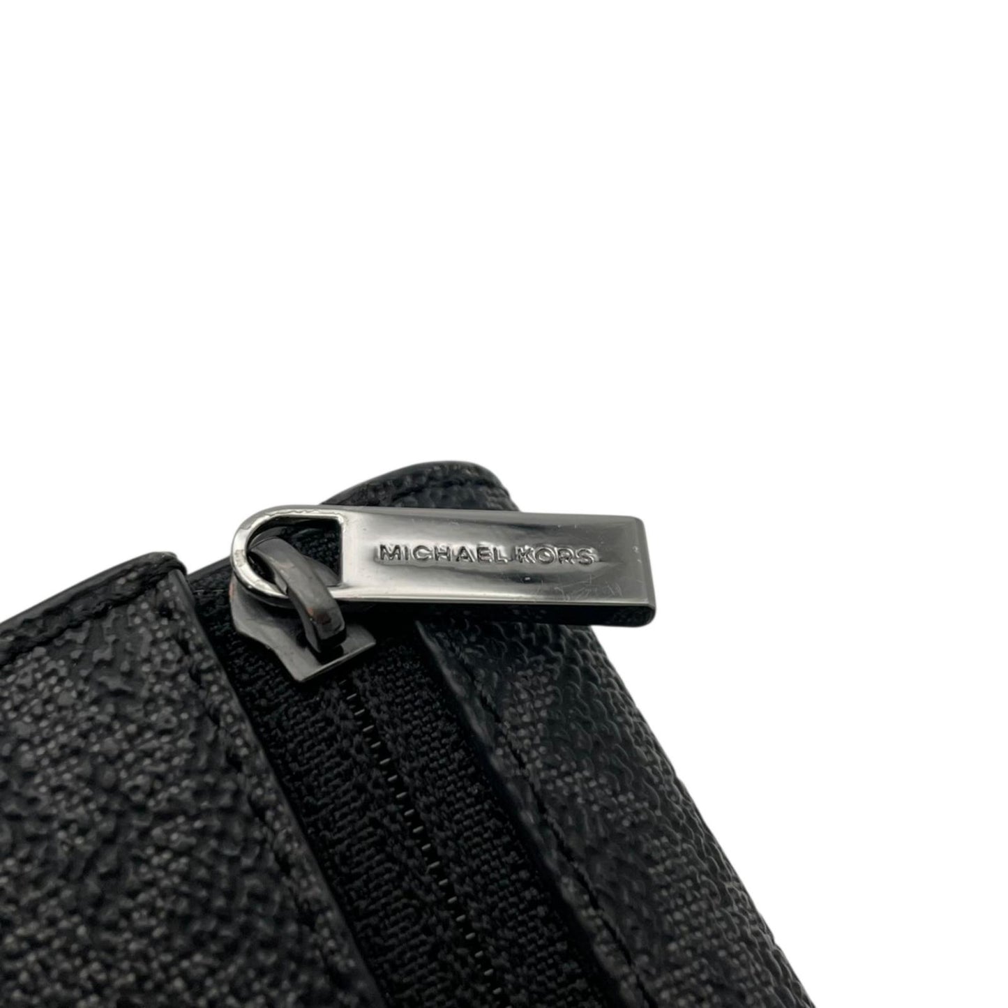美品 マイケルコース MICHAEL KORS 手帳型 スマホケース 携帯カバー モバイルケース MKシグネチャー PVC レザー ネイビー 紺 総柄 ロゴ シルバー金具 エレガント クラシック 小物 アクセサリー ユニセックス メンズ レディース 通勤 通学 デイリー 状態良好 M5