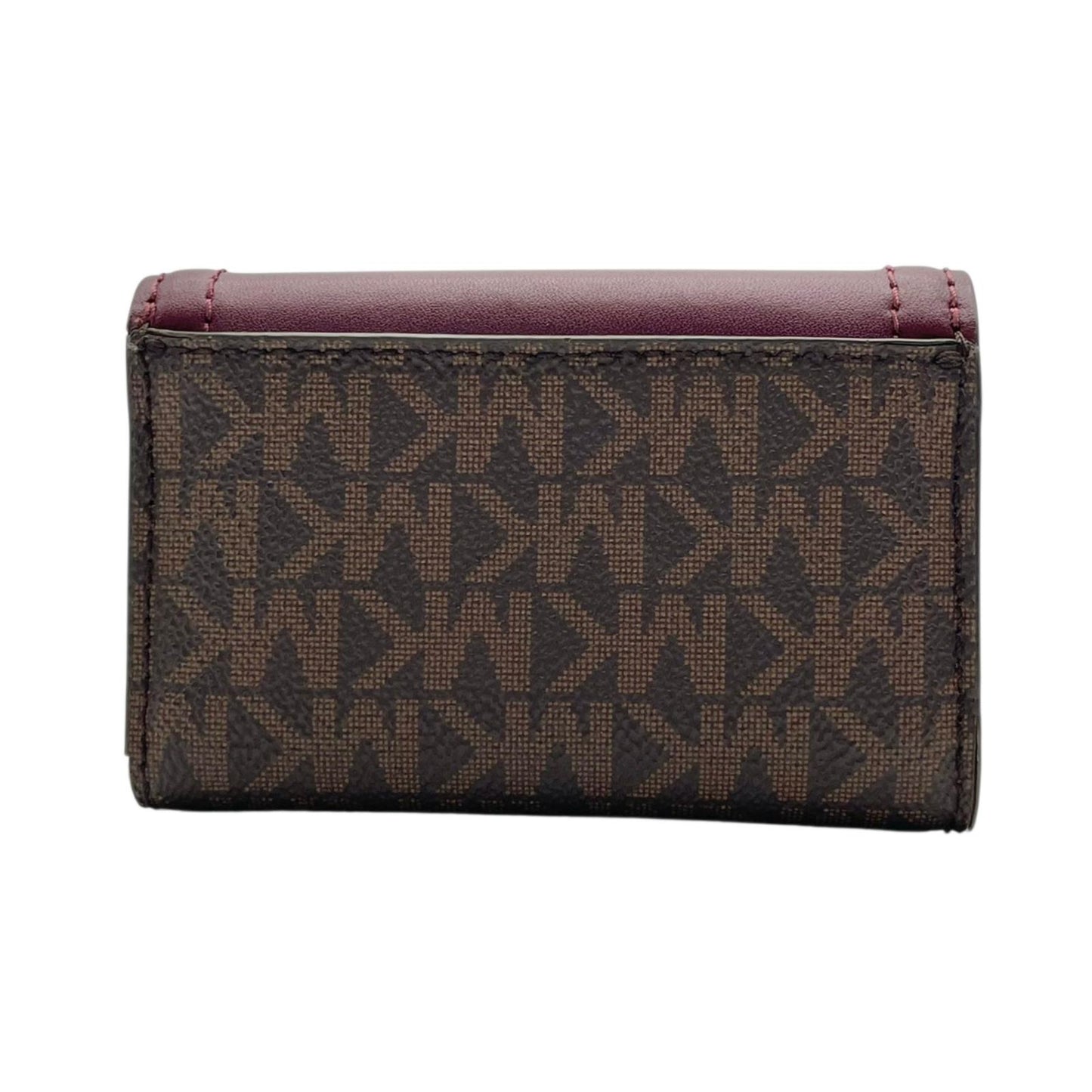 良品 マイケルコース MICHAEL KORS キーケース 鍵入れ 6連 MKシグネチャー サークルロゴ PVC レザー ブラウン 茶 ワインレッド ボルドー ゴールド金具 エレガント クラシック バイカラー レディース ウィメンズ 小物 デイリー M5