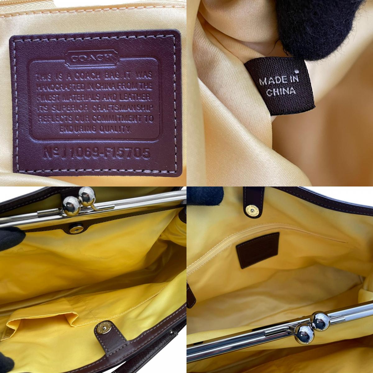 コーチ COACH シグネチャー トートバッグ PVC レザー ベージュ ブラウン ワンショルダー 自立可 A4サイズ収納可 がま口ポケット デザイン F15705 エレガント クラシック ビンテージスタイル 通勤 通学 ビジネス お出かけ 普段使い S9