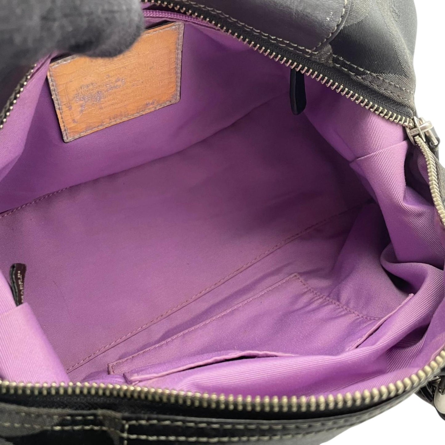 良品 コーチ COACH マディソン オプアート サテン ソフィア サッチェル 2WAY ハンドバッグ ショルダーバッグ キャンバス レザー ブラック 黒 12947 シルバー金具 エレガント クラシック 普段使い 通勤 通学 レディース 定番 S69