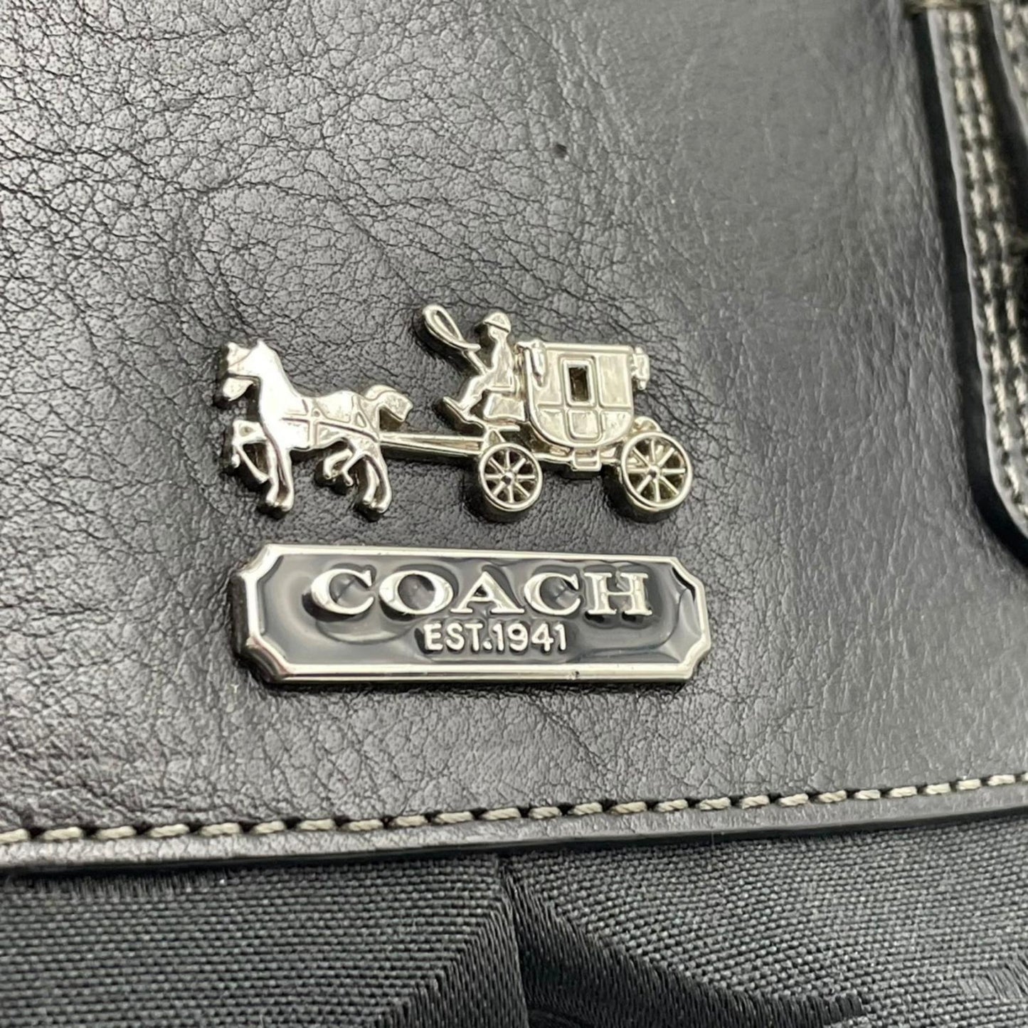 良品 コーチ COACH マディソン オプアート サテン ソフィア サッチェル 2WAY ハンドバッグ ショルダーバッグ キャンバス レザー ブラック 黒 12947 シルバー金具 エレガント クラシック 普段使い 通勤 通学 レディース 定番 S69