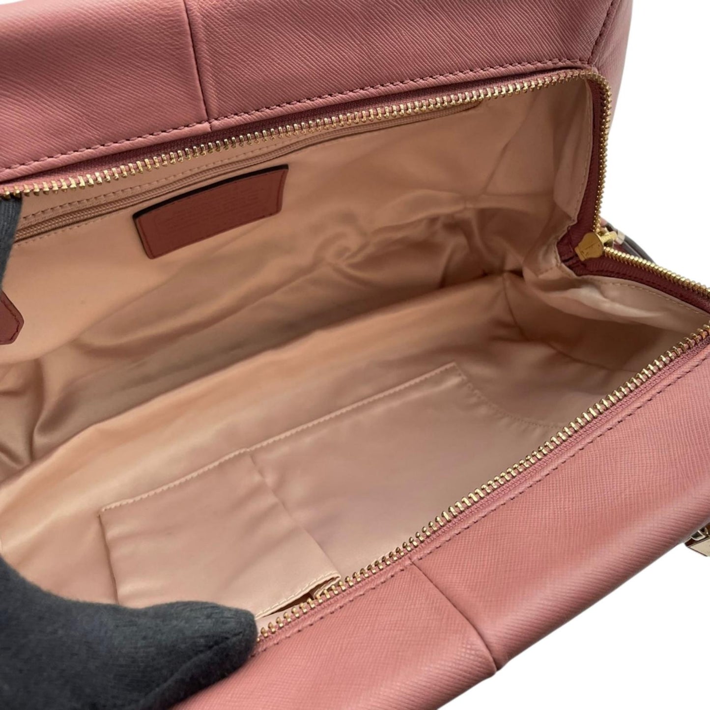 良品 コーチ COACH マディソン マデリン サッチェル サフィアーノレザー トートバッグ ショルダーバッグ 27854 ピンク シルバー金具 2WAY 肩掛け 大容量 A4収納可 エレガント フェミニン クラシック ヴィンテージ レディース 自立可 S69