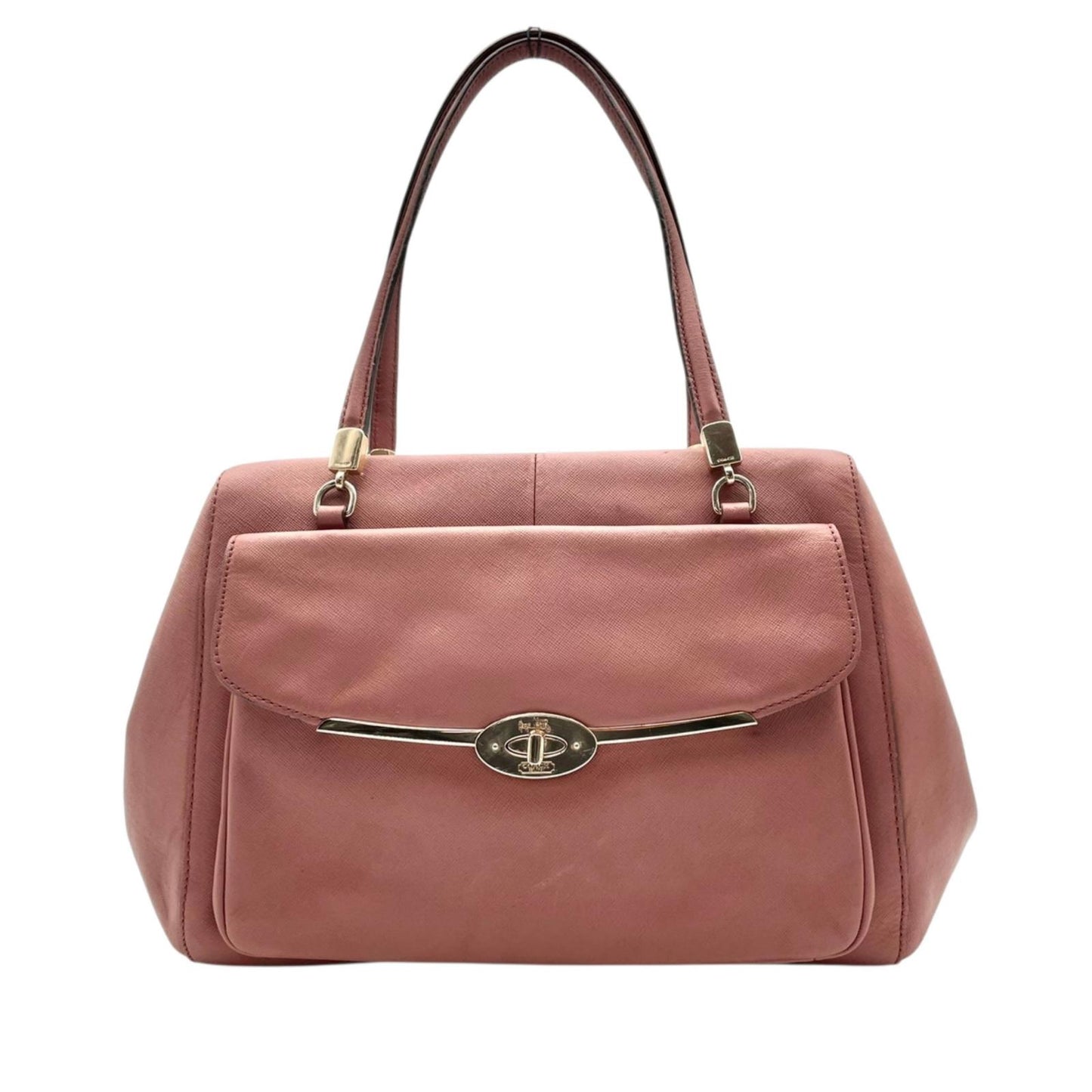 良品 コーチ COACH マディソン マデリン サッチェル サフィアーノレザー トートバッグ ショルダーバッグ 27854 ピンク シルバー金具 2WAY 肩掛け 大容量 A4収納可 エレガント フェミニン クラシック ヴィンテージ レディース 自立可 S69
