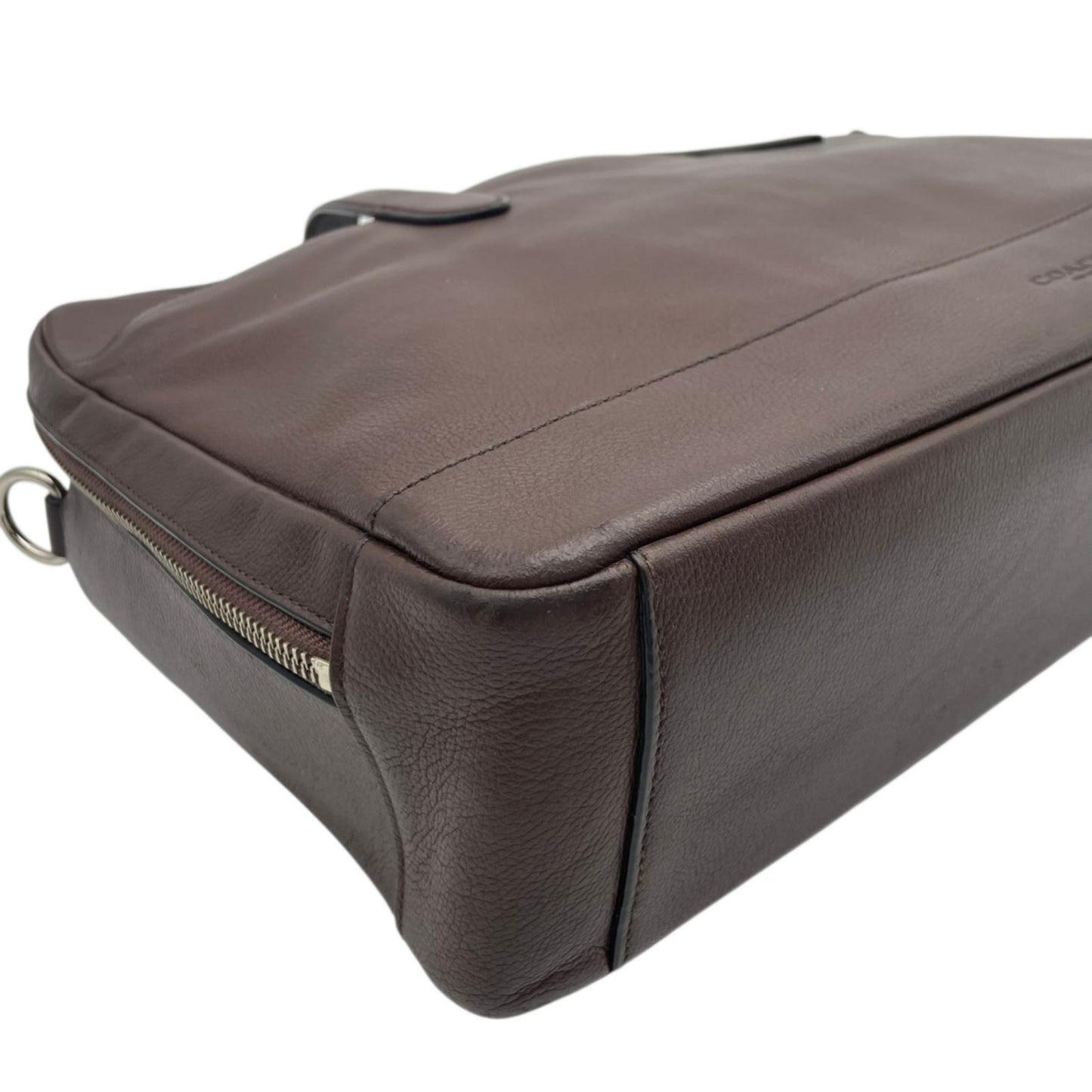 【良品】 コーチ COACH ビジネスバッグ ブリーフケース 書類かばん F22528 ハミルトン レザー 本革 ブラウン 茶 シルバー金具 A4収納可能 大容量 PC収納 通勤 出張 ビジネスユース メンズ 定番 人気 S92