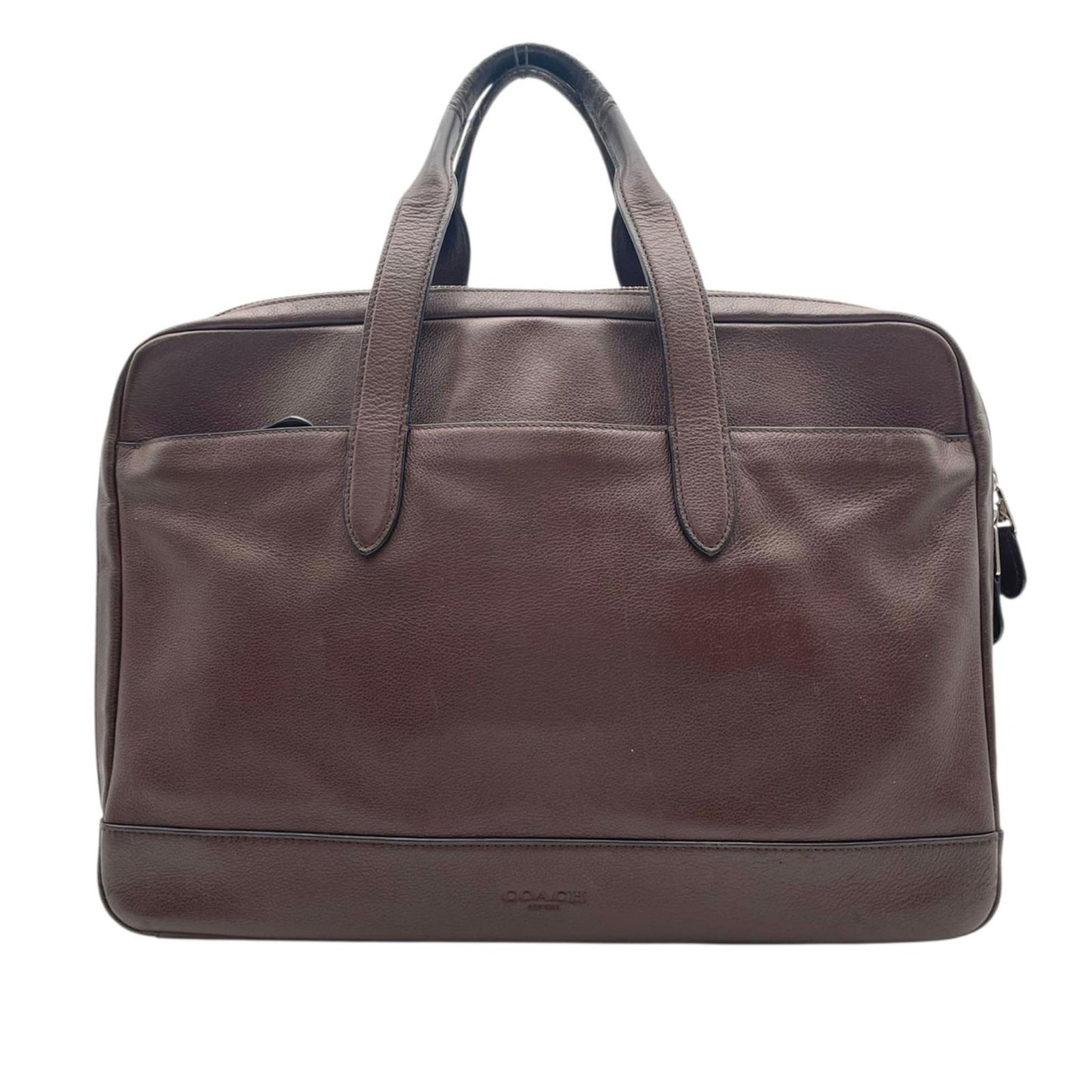 【良品】 コーチ COACH ビジネスバッグ ブリーフケース 書類かばん F22528 ハミルトン レザー 本革 ブラウン 茶 シルバー金具 A4収納可能 大容量 PC収納 通勤 出張 ビジネスユース メンズ 定番 人気 S92