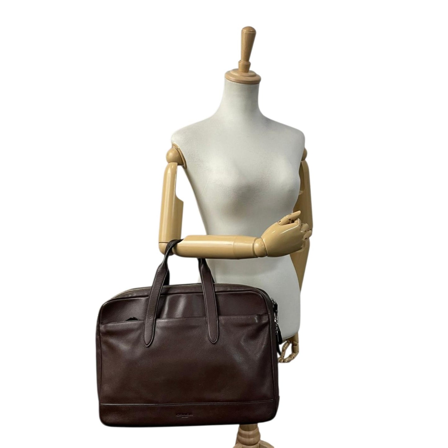 【良品】 コーチ COACH ビジネスバッグ ブリーフケース 書類かばん F22528 ハミルトン レザー 本革 ブラウン 茶 シルバー金具 A4収納可能 大容量 PC収納 通勤 出張 ビジネスユース メンズ 定番 人気 S92