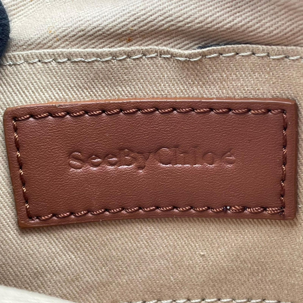 シーバイクロエ SEE BY CHLOE TILLY ティリー スモールカメラバッグ ショルダーバッグ ハンドバッグ 2WAY 斜め掛け キャンバス レザー 本革 ライトブラウン ベージュ系 刺繍ロゴ ゴールド金具 カジュアル レディース S35