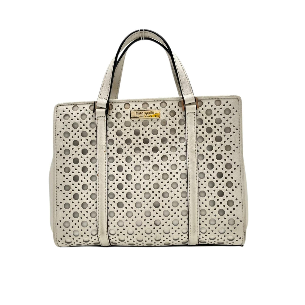 ケイトスペード kate spade パンチング レザーカット サフィアーノレザー ハンドバッグ トートバッグ 手提げ鞄 ホワイト 白 ゴールド金具 エレガント カジュアル デイリー お出かけ レディース 女性 人気 S79