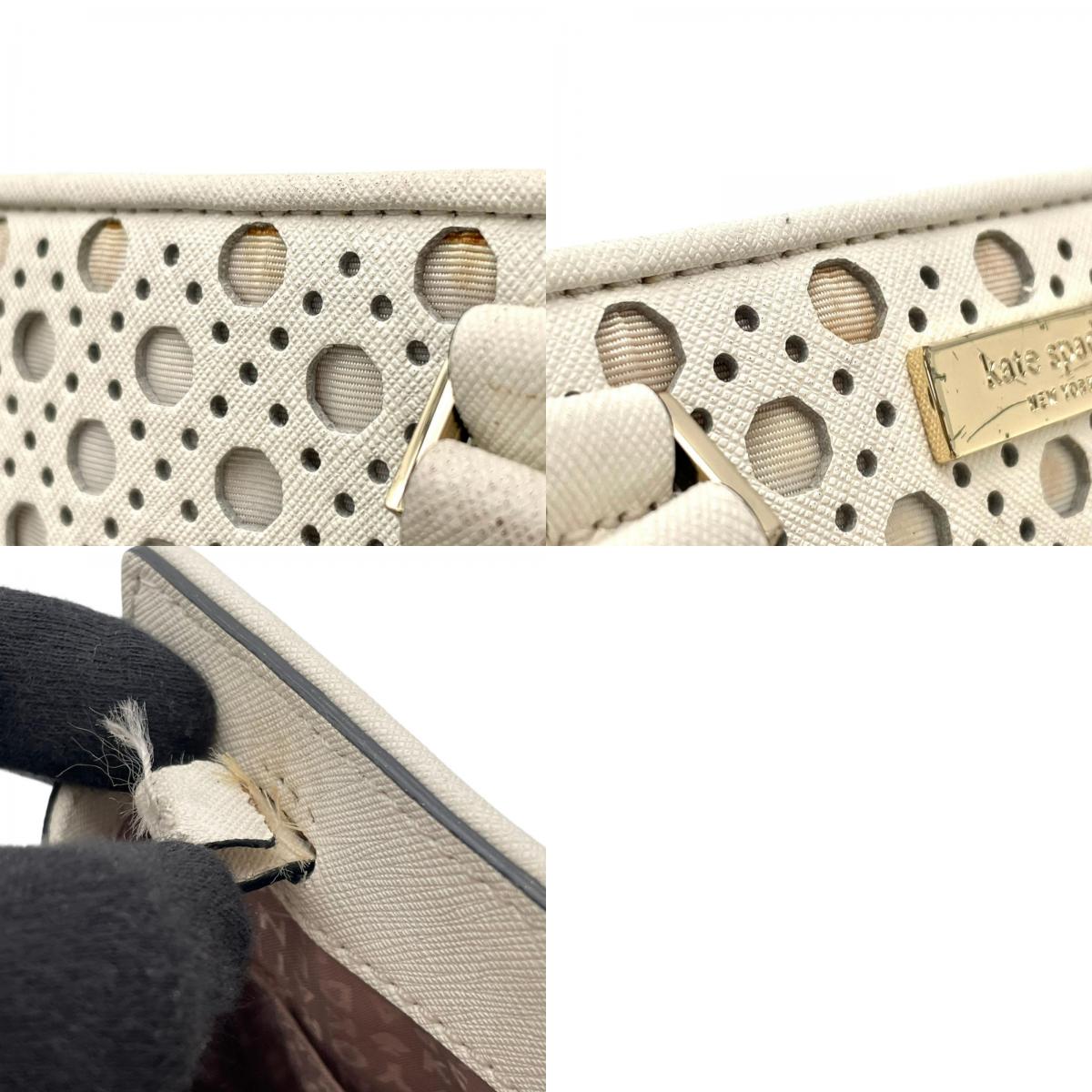ケイトスペード kate spade パンチング レザーカット サフィアーノレザー ハンドバッグ トートバッグ 手提げ鞄 ホワイト 白 ゴールド金具 エレガント カジュアル デイリー お出かけ レディース 女性 人気 S79