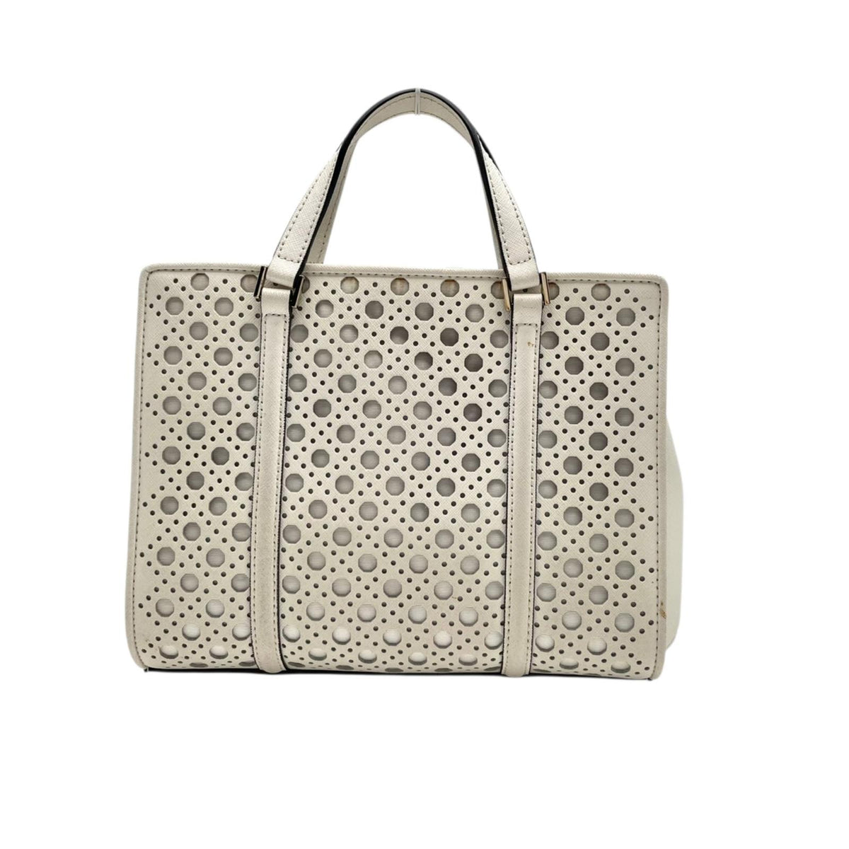 ケイトスペード kate spade パンチング レザーカット サフィアーノレザー ハンドバッグ トートバッグ 手提げ鞄 ホワイト 白 ゴールド金具 エレガント カジュアル デイリー お出かけ レディース 女性 人気 S79