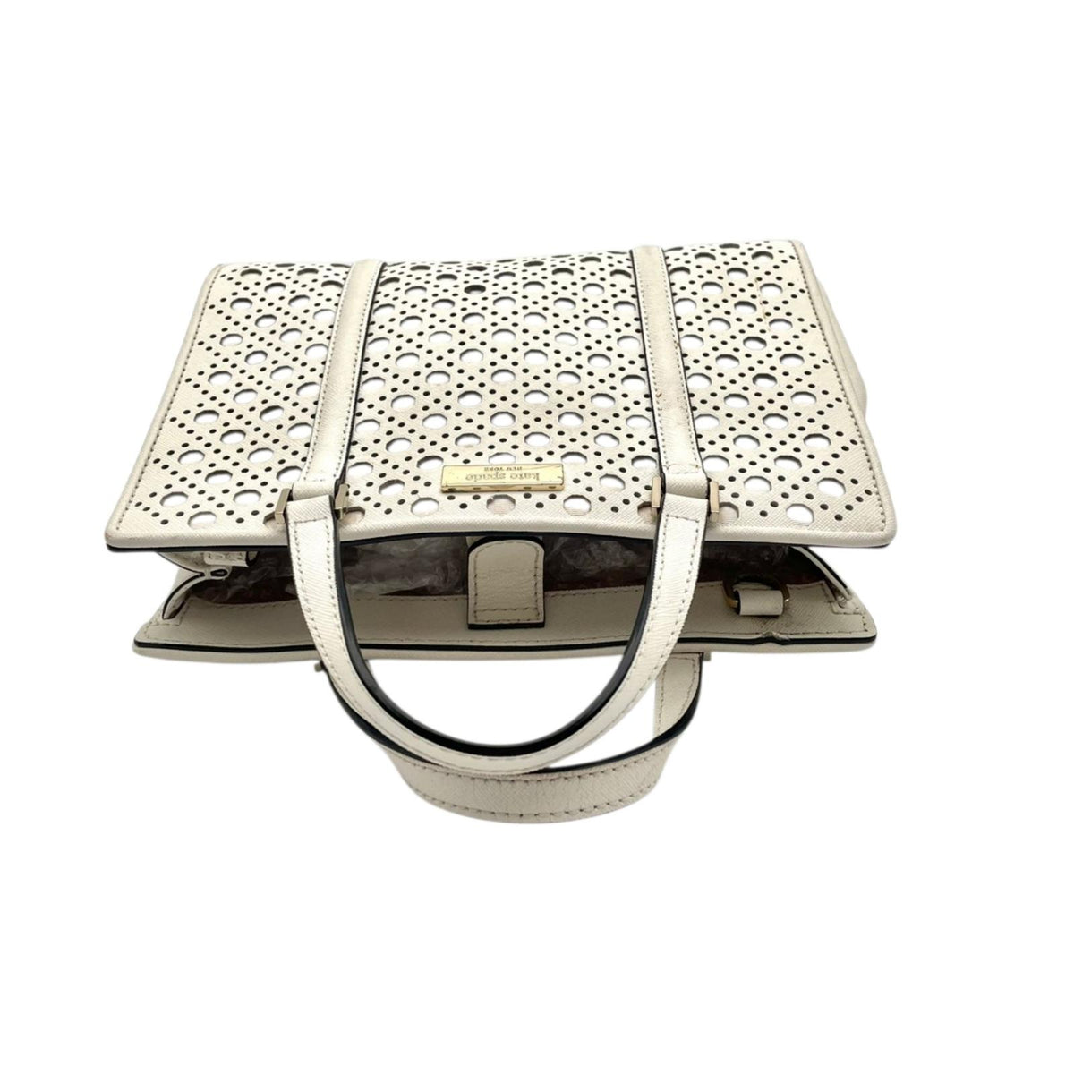 ケイトスペード kate spade パンチング レザーカット サフィアーノレザー ハンドバッグ トートバッグ 手提げ鞄 ホワイト 白 ゴールド金具 エレガント カジュアル デイリー お出かけ レディース 女性 人気 S79