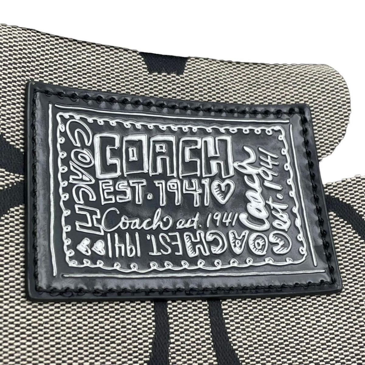美品 COACH コーチ ポピー デイジー シグネチャー トートバッグ F22947 キャンバス レザー グレー ブラック 肩掛け A4収納 大容量 Y2K ヴィンテージ ハートチャーム レディース 通勤 通学 シルバー金具 S70