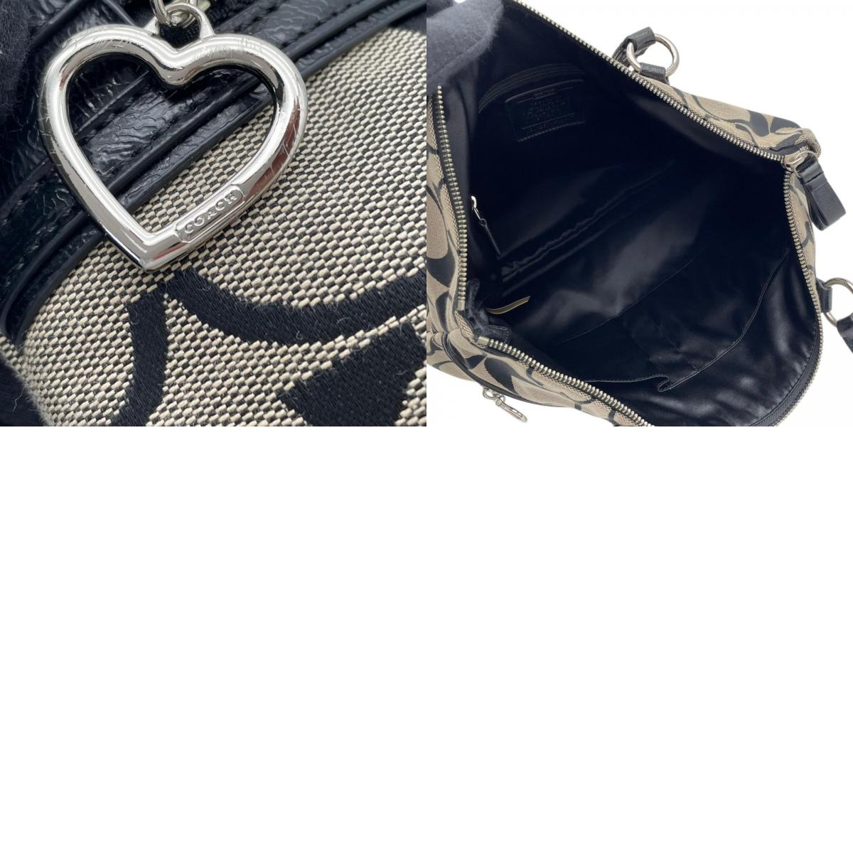 美品 COACH コーチ ポピー デイジー シグネチャー トートバッグ F22947 キャンバス レザー グレー ブラック 肩掛け A4収納 大容量 Y2K ヴィンテージ ハートチャーム レディース 通勤 通学 シルバー金具 S70