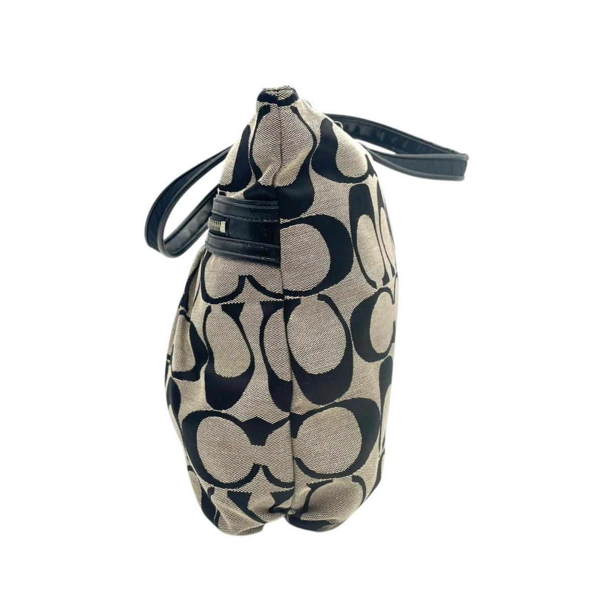 美品 COACH コーチ ポピー デイジー シグネチャー トートバッグ F22947 キャンバス レザー グレー ブラック 肩掛け A4収納 大容量 Y2K ヴィンテージ ハートチャーム レディース 通勤 通学 シルバー金具 S70