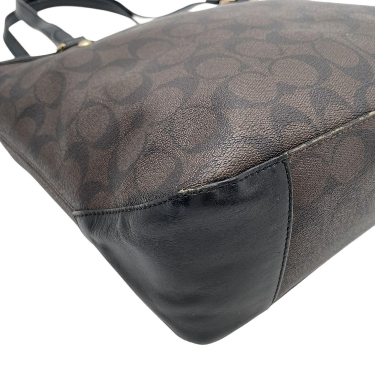 COACH コーチ トートバッグ ラグジュアリー シグネチャー F58294 ブラウン 黒 PVC レザー ゴールド金具 ファスナー開閉 肩掛け A4収納 大容量 通勤 通学 レディース エレガント シンプル 上品 定番 S86