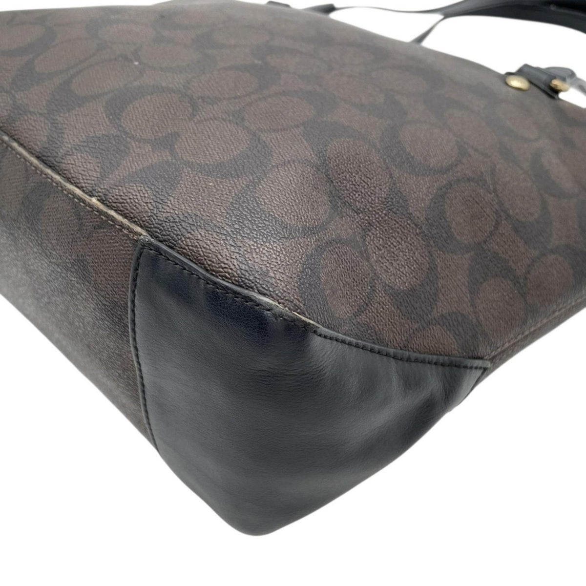 COACH コーチ トートバッグ ラグジュアリー シグネチャー F58294 ブラウン 黒 PVC レザー ゴールド金具 ファスナー開閉 肩掛け A4収納 大容量 通勤 通学 レディース エレガント シンプル 上品 定番 S86