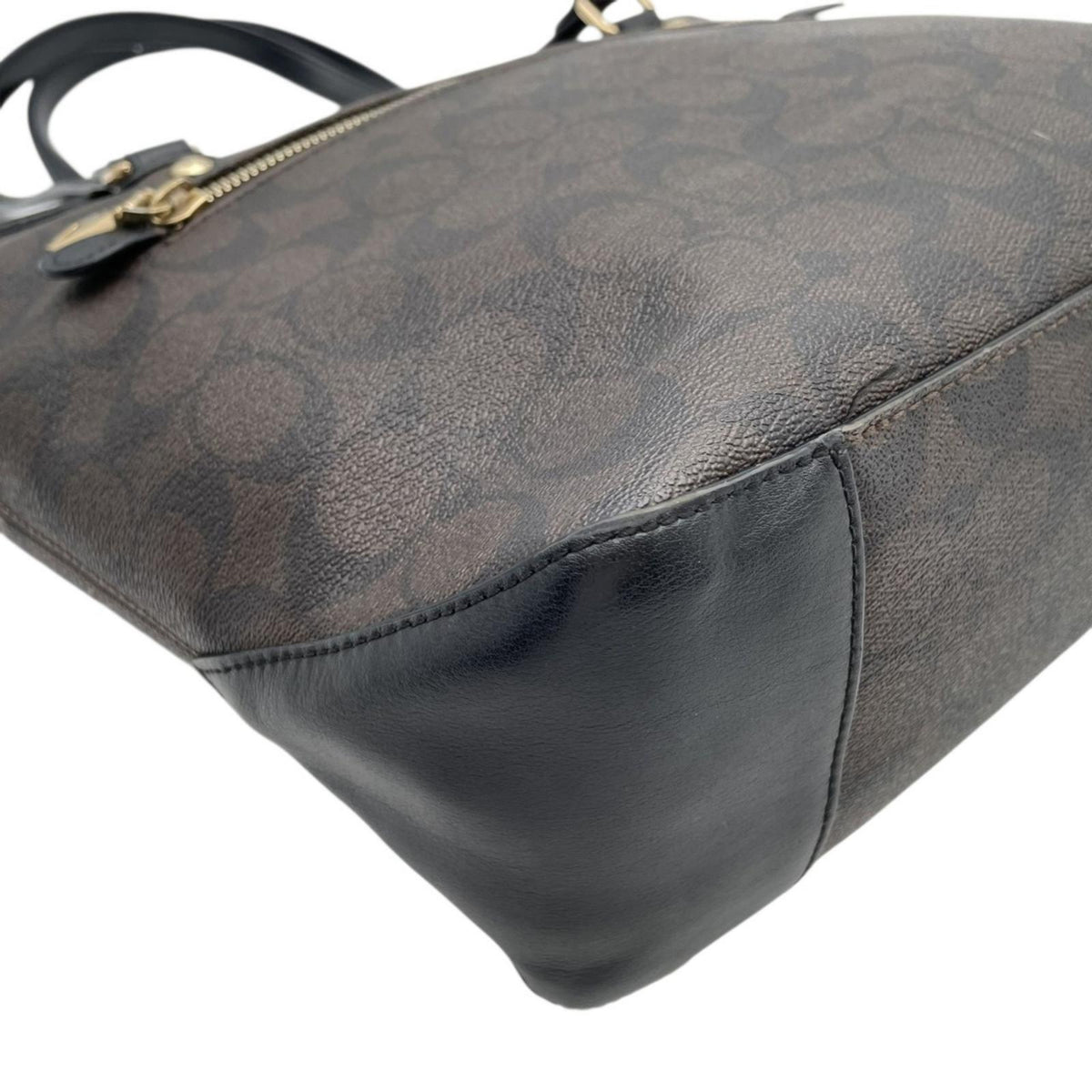 COACH コーチ トートバッグ ラグジュアリー シグネチャー F58294 ブラウン 黒 PVC レザー ゴールド金具 ファスナー開閉 肩掛け A4収納 大容量 通勤 通学 レディース エレガント シンプル 上品 定番 S86