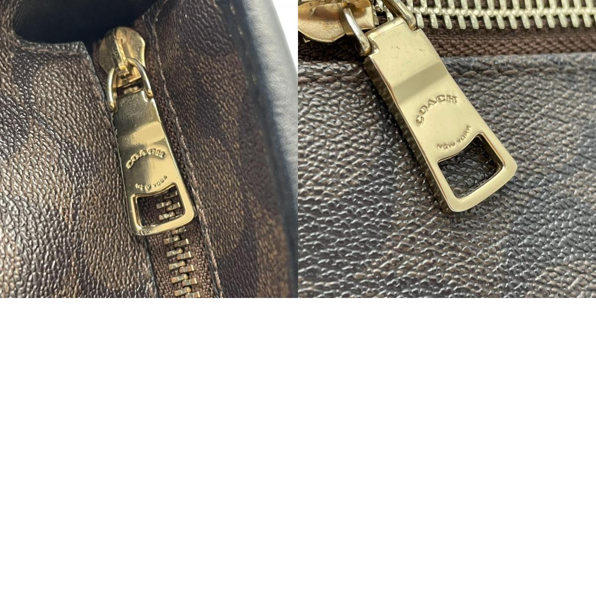 COACH コーチ トートバッグ ラグジュアリー シグネチャー F58294 ブラウン 黒 PVC レザー ゴールド金具 ファスナー開閉 肩掛け A4収納 大容量 通勤 通学 レディース エレガント シンプル 上品 定番 S86