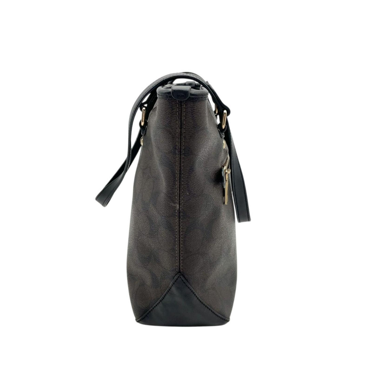 COACH コーチ トートバッグ ラグジュアリー シグネチャー F58294 ブラウン 黒 PVC レザー ゴールド金具 ファスナー開閉 肩掛け A4収納 大容量 通勤 通学 レディース エレガント シンプル 上品 定番 S86