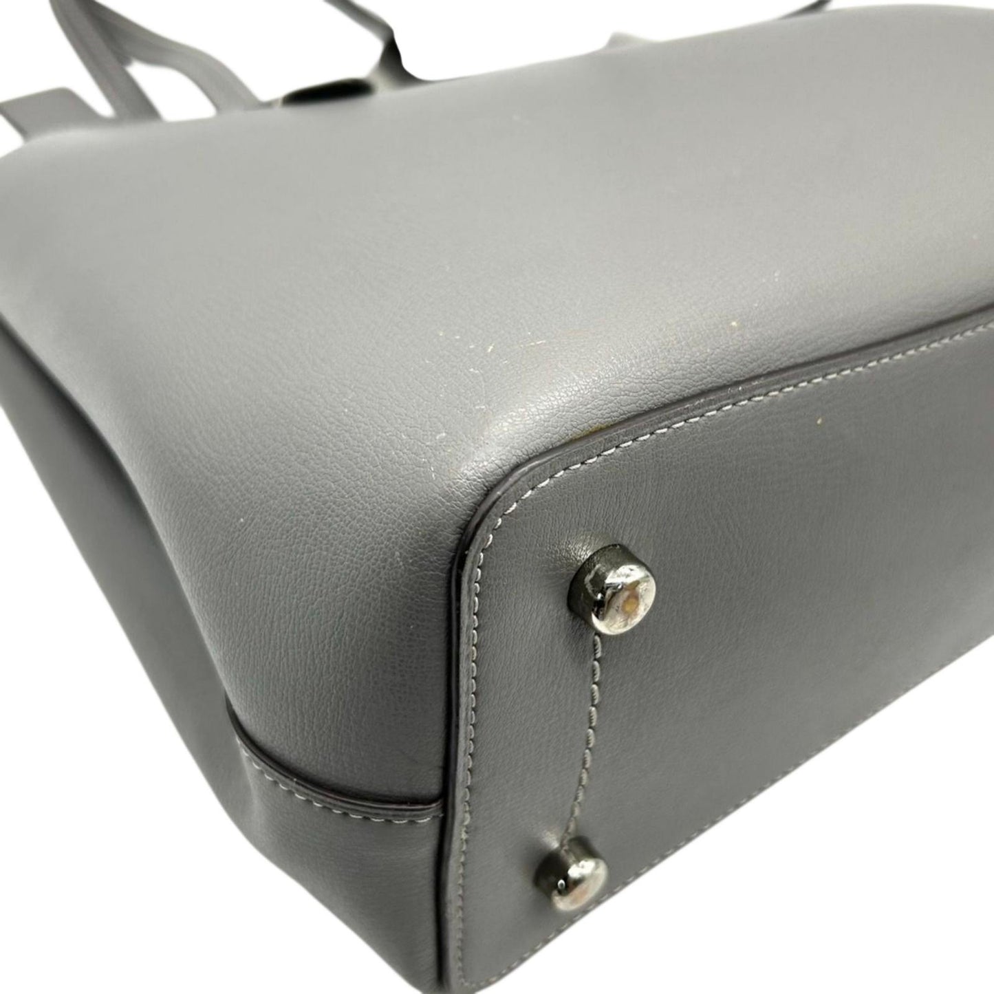 COACH コーチ トートバッグ F48733 レザー グレー A4収納可 肩掛け レディース 通勤 通学 ビジネスバッグ シンプル 大容量 ロゴチャーム付き エレガント スタイリッシュ 人気モデル クリーニング済み s31