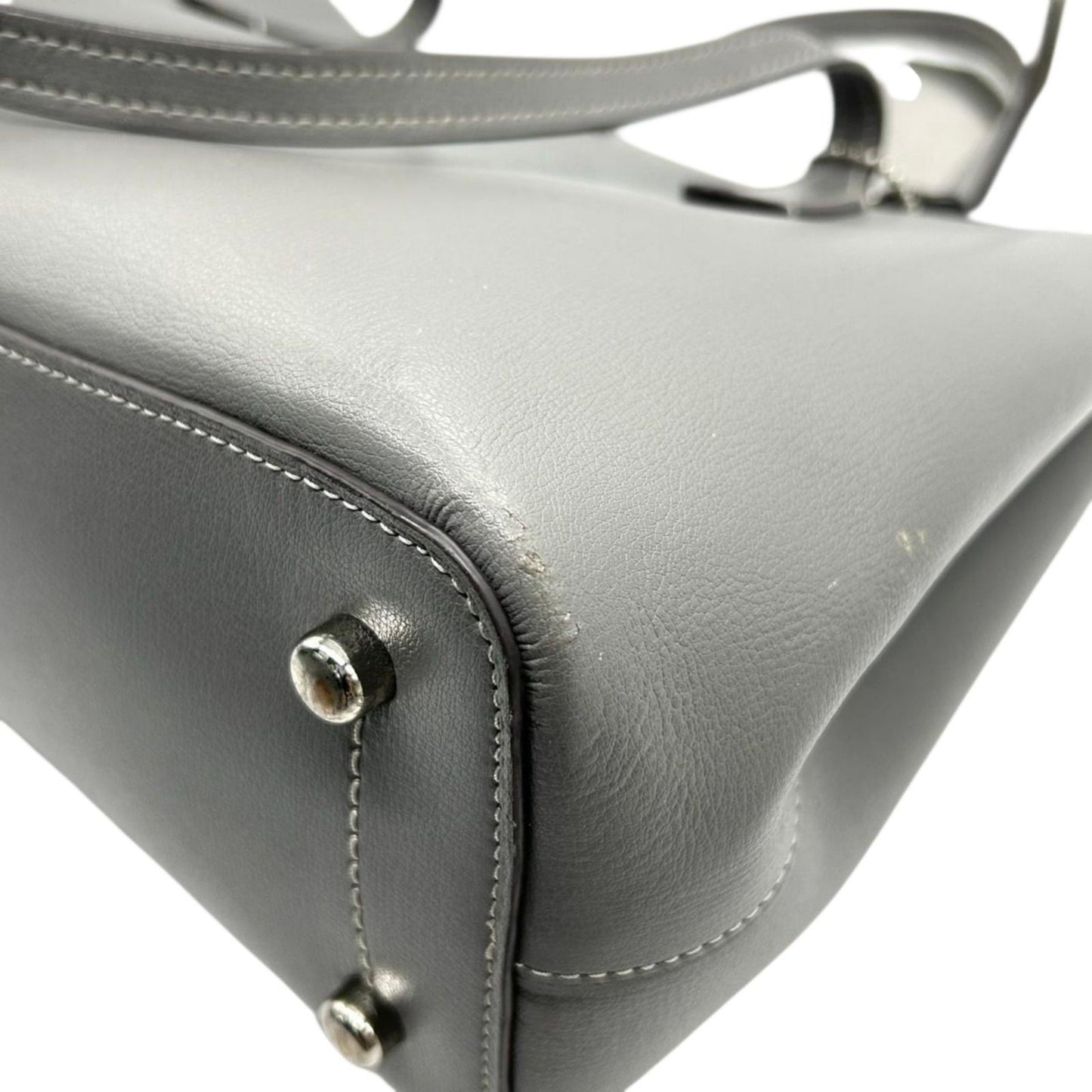 COACH コーチ トートバッグ F48733 レザー グレー A4収納可 肩掛け レディース 通勤 通学 ビジネスバッグ シンプル 大容量 ロゴチャーム付き エレガント スタイリッシュ 人気モデル クリーニング済み s31