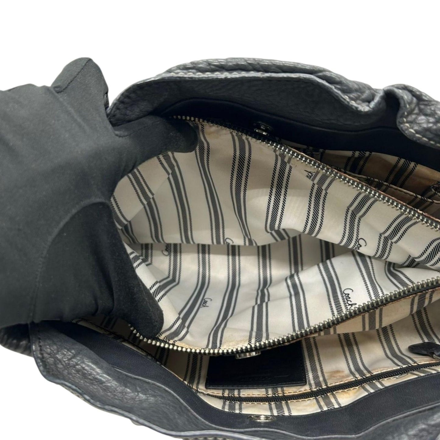 コーチ COACH ハンドバッグ トートバッグ 肩掛け ワンショルダー ペブルドレザー 本革 ブラック 黒 シルバー金具 大容量 A4収納可 ビジネス 通勤 通学 エレガント クラシック レディース 自立可 s50