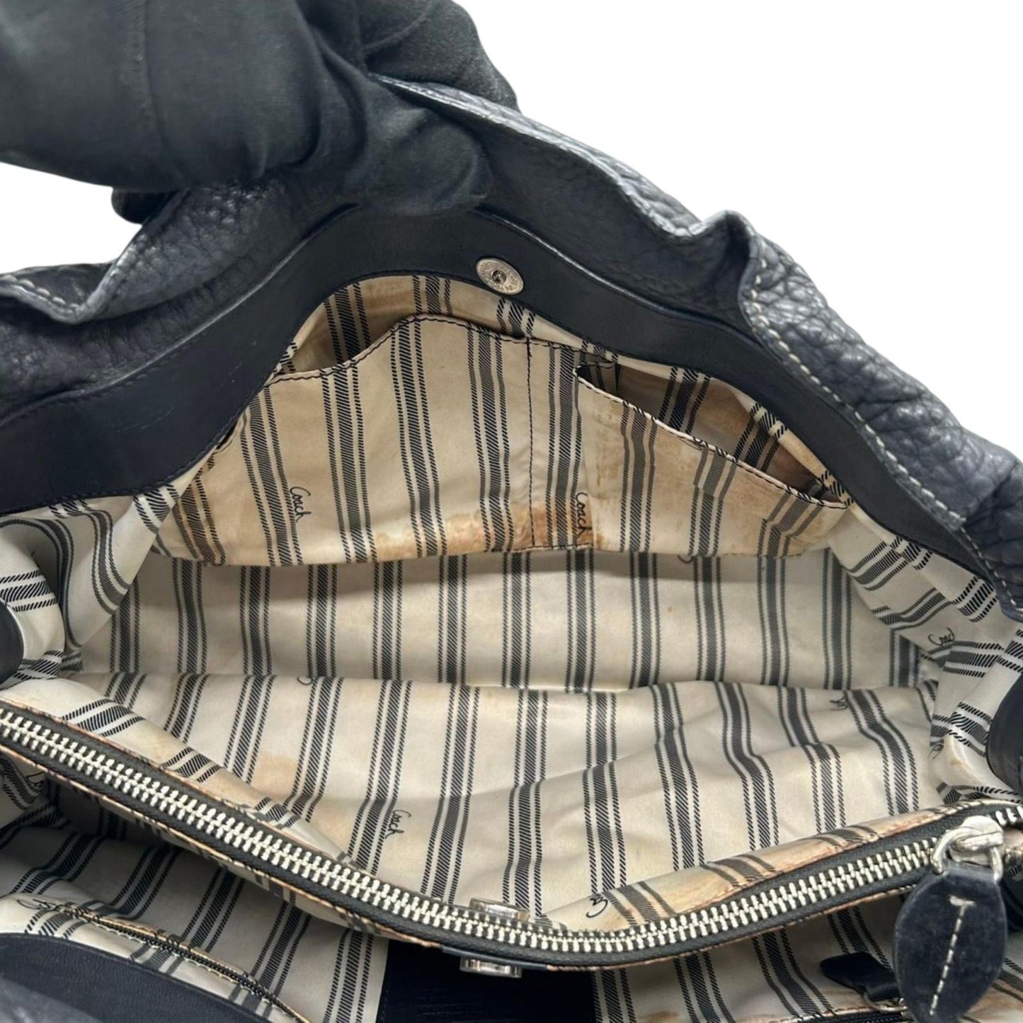 コーチ COACH ハンドバッグ トートバッグ 肩掛け ワンショルダー ペブルドレザー 本革 ブラック 黒 シルバー金具 大容量 A4収納可 ビジネス 通勤 通学 エレガント クラシック レディース 自立可 s50