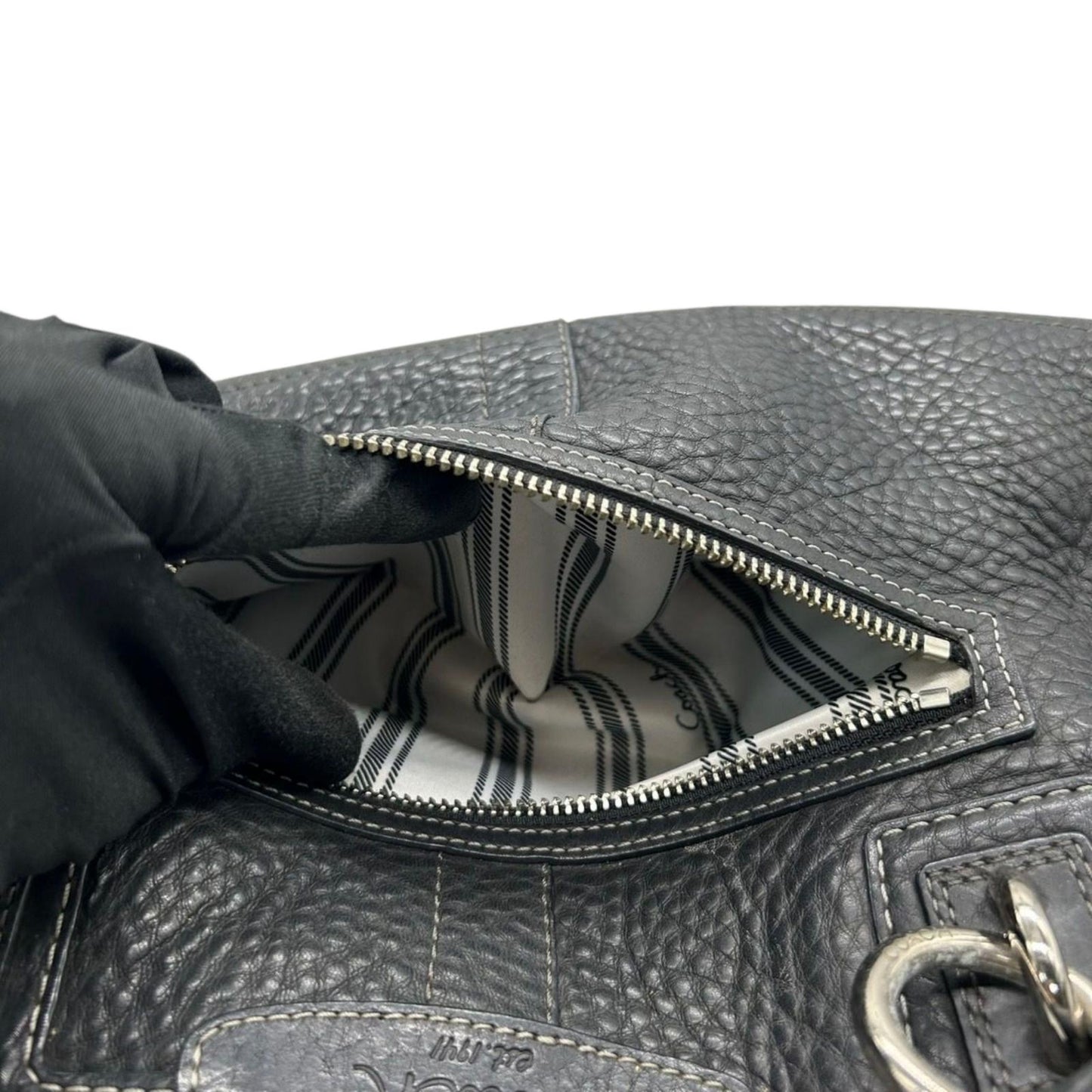 コーチ COACH ハンドバッグ トートバッグ 肩掛け ワンショルダー ペブルドレザー 本革 ブラック 黒 シルバー金具 大容量 A4収納可 ビジネス 通勤 通学 エレガント クラシック レディース 自立可 s50