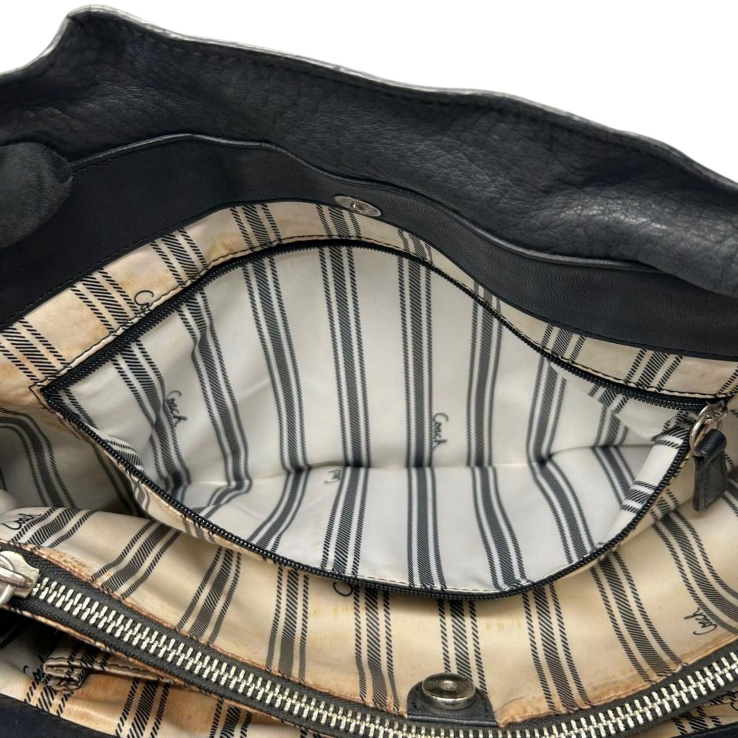 コーチ COACH ハンドバッグ トートバッグ 肩掛け ワンショルダー ペブルドレザー 本革 ブラック 黒 シルバー金具 大容量 A4収納可 ビジネス 通勤 通学 エレガント クラシック レディース 自立可 s50