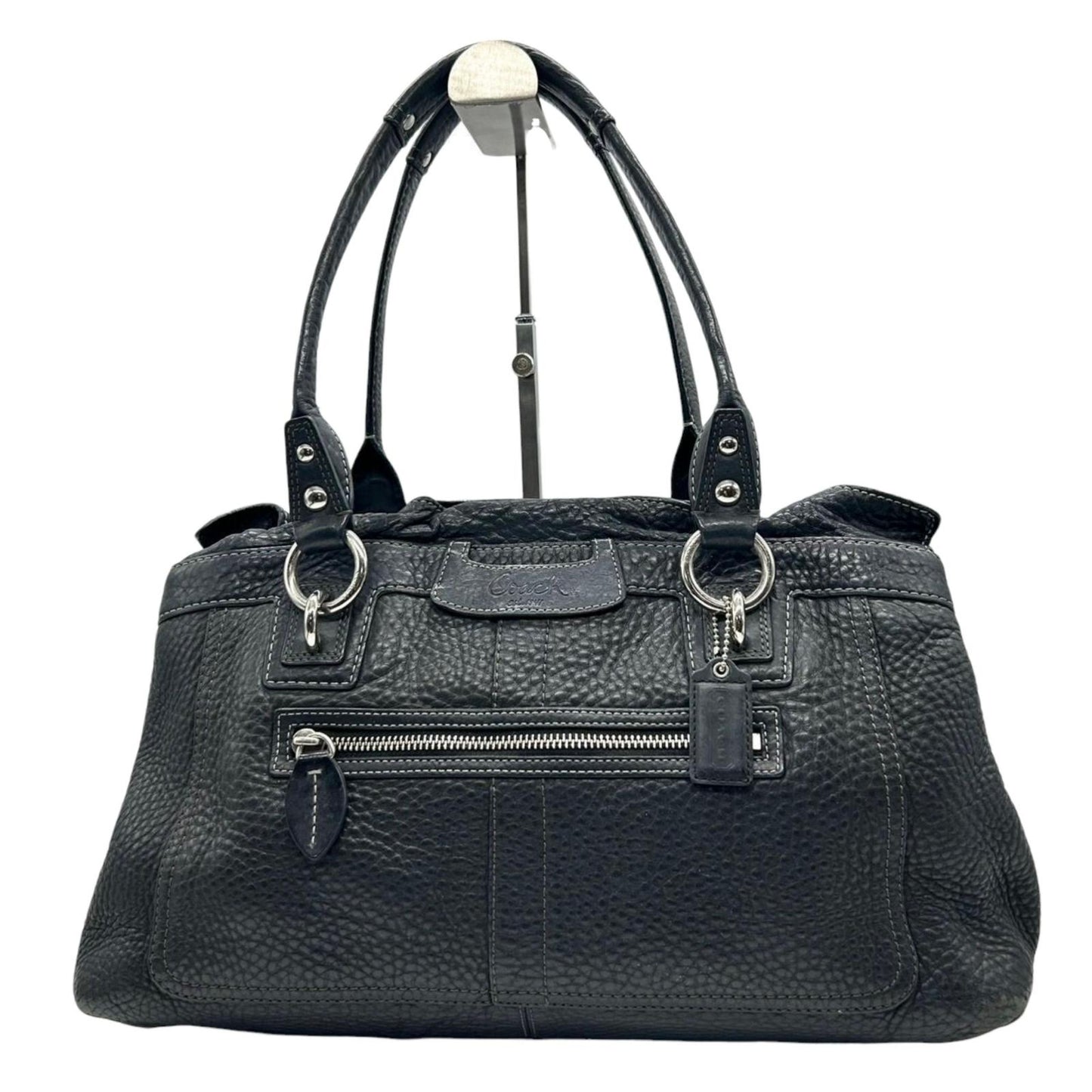 コーチ COACH ハンドバッグ トートバッグ 肩掛け ワンショルダー ペブルドレザー 本革 ブラック 黒 シルバー金具 大容量 A4収納可 ビジネス 通勤 通学 エレガント クラシック レディース 自立可 s50