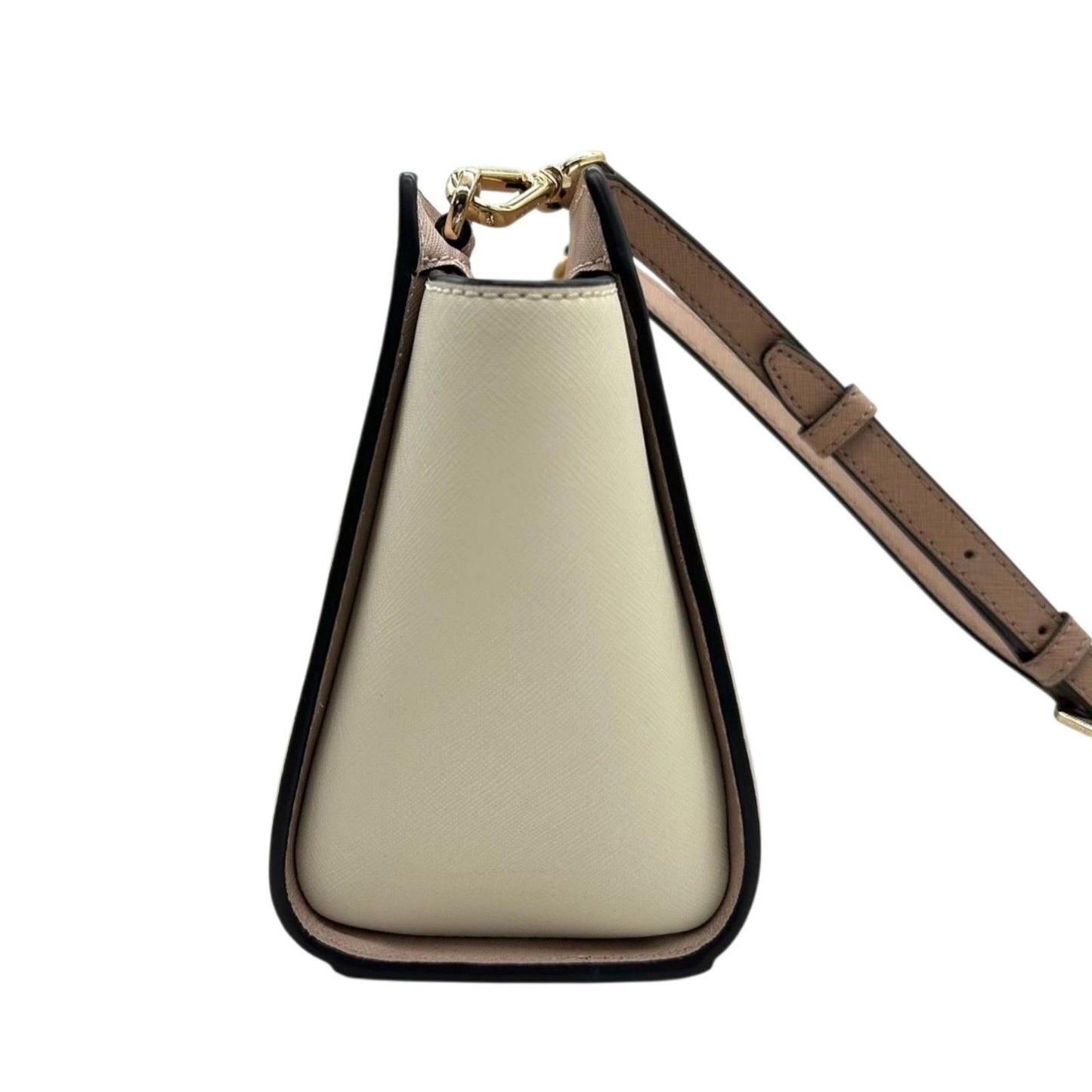 【美品】マイケルコース 2WAY ハンドバッグ ショルダーバッグ ピンク アイボリー バイカラー PVC レザー ゴールド金具 ロゴ エレガント フェミニン レディース 自立可 お出かけ 通勤通学 クリーニング済み s71