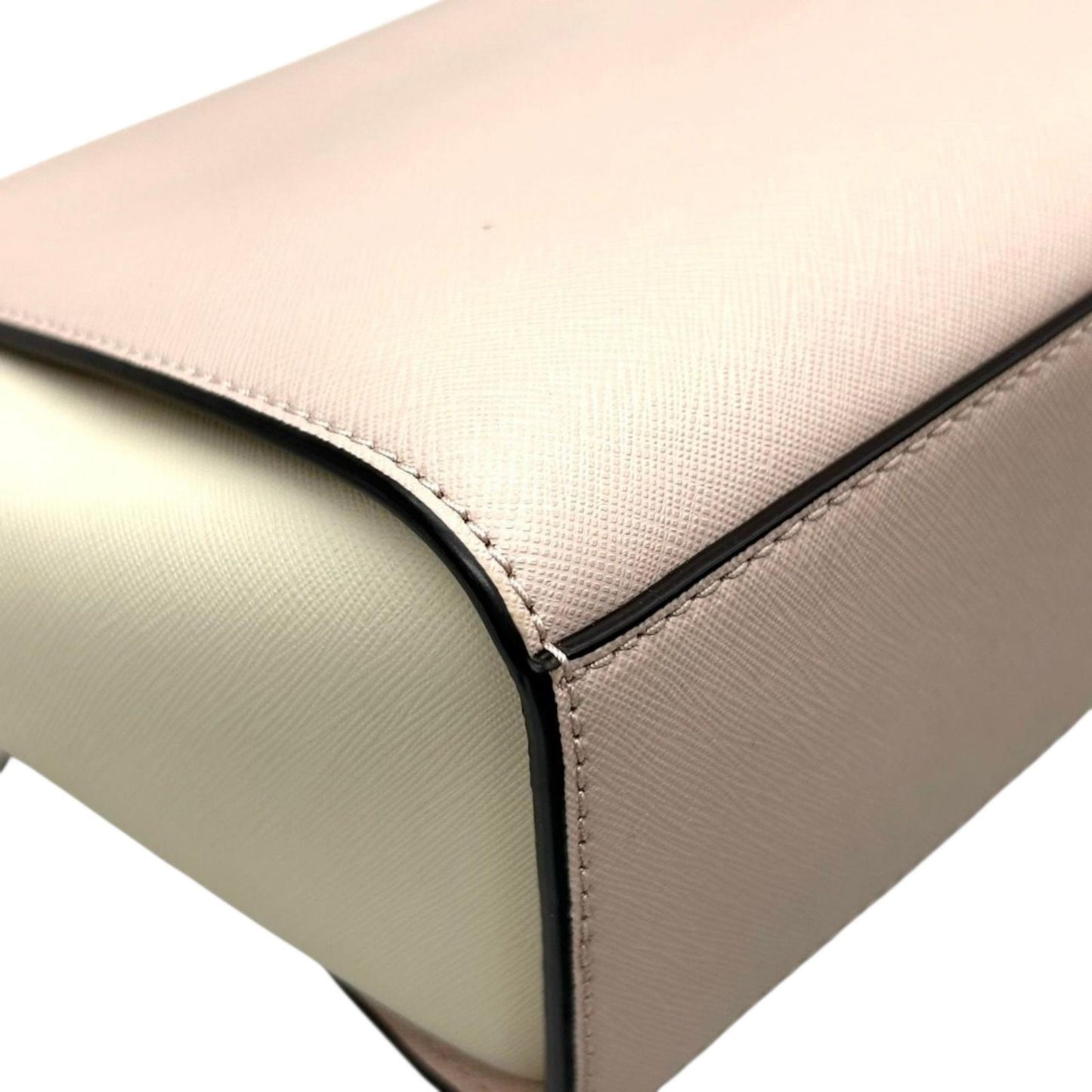 【美品】マイケルコース 2WAY ハンドバッグ ショルダーバッグ ピンク アイボリー バイカラー PVC レザー ゴールド金具 ロゴ エレガント フェミニン レディース 自立可 お出かけ 通勤通学 クリーニング済み s71