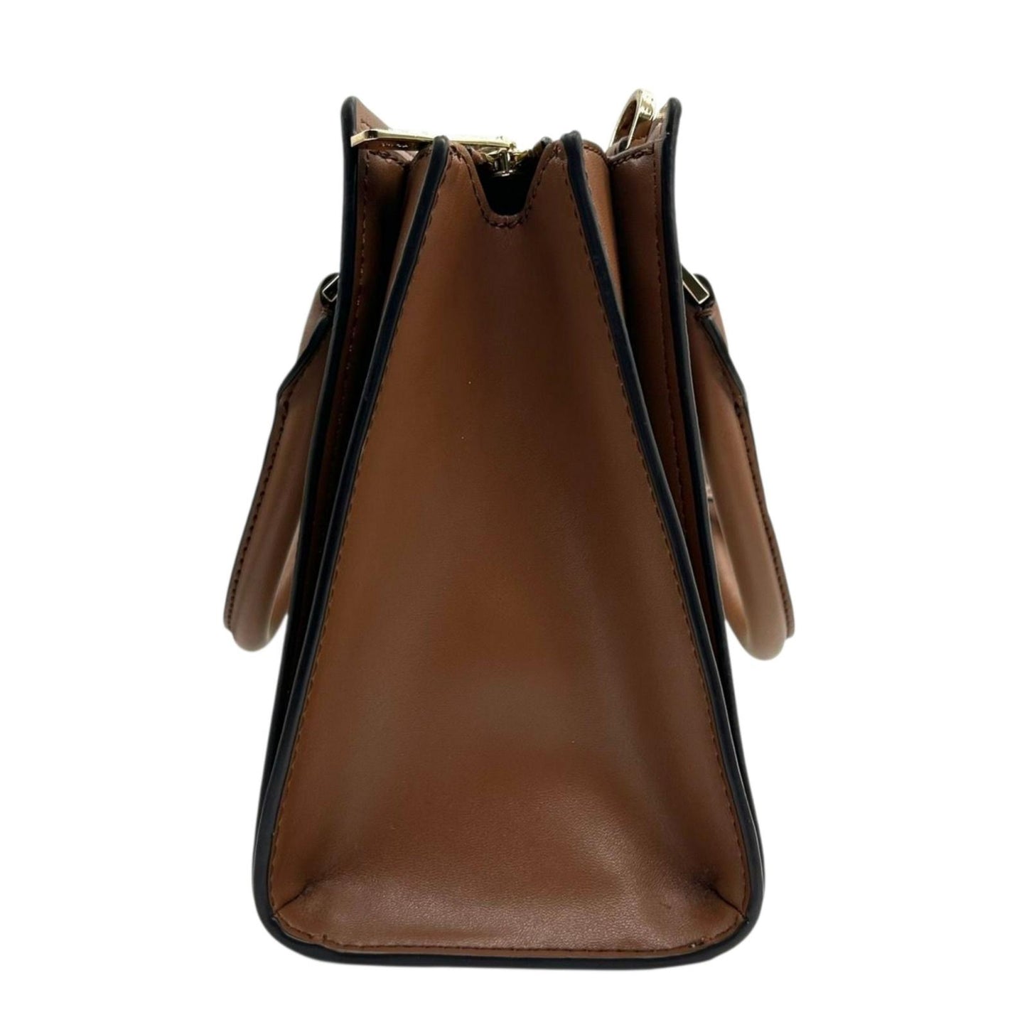 【美品】MICHAEL KORS マイケルコース 2WAY ハンドバッグ ショルダーバッグ シグネチャー MKロゴチャーム PVC レザー ブラウン ベージュ ゴールド金具 エレガント レディース 通勤 通学 クリーニング済み 自立可 s71