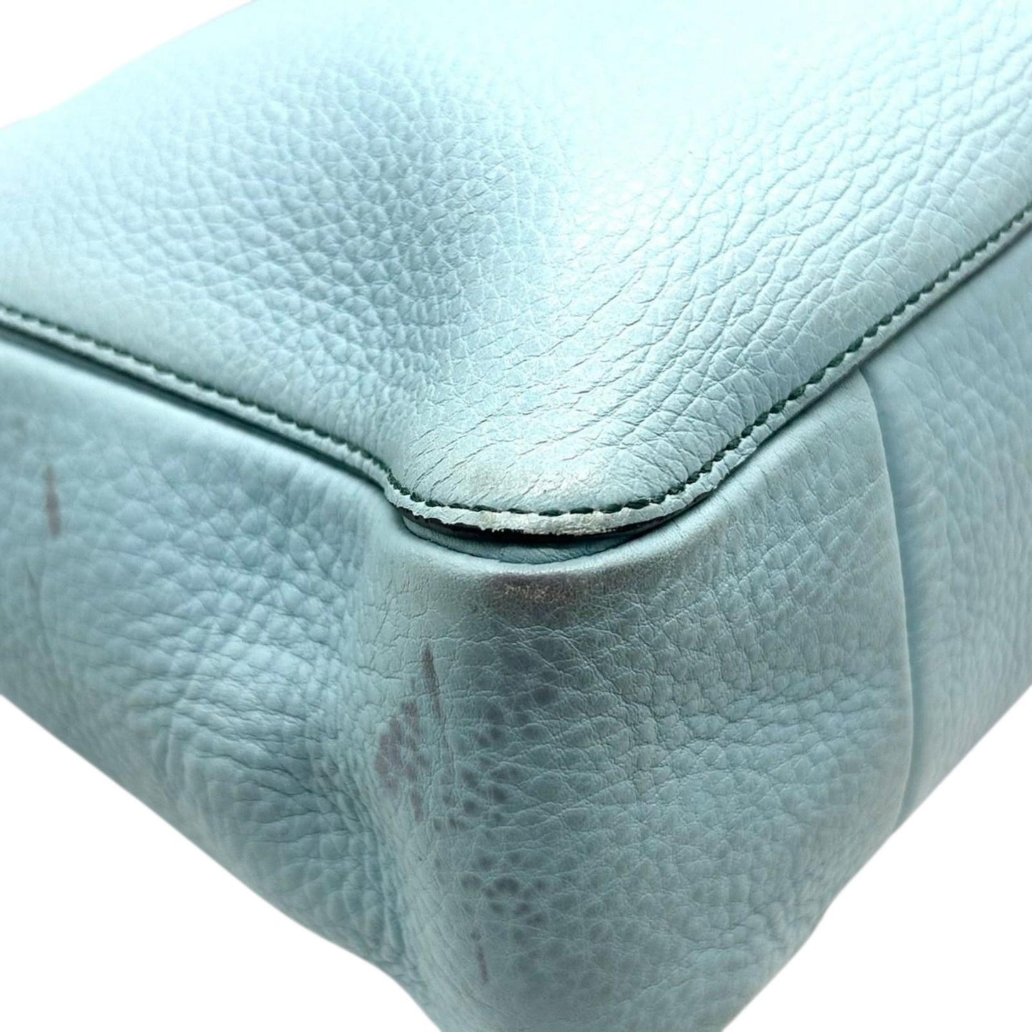 コーチ COACH トートバッグ 8A44 ハンプトン レザー 本革 ライトブルー ブラウン 肩掛け A4収納可 クラシック ビジネス カジュアル 通勤 通学 レディース クリーニング済み E5