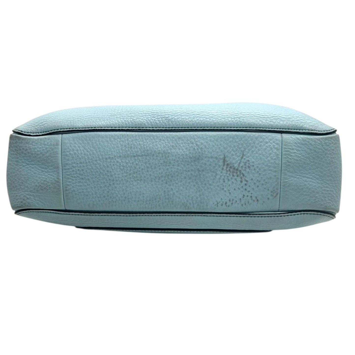 コーチ COACH トートバッグ 8A44 ハンプトン レザー 本革 ライトブルー ブラウン 肩掛け A4収納可 クラシック ビジネス カジュアル 通勤 通学 レディース クリーニング済み E5