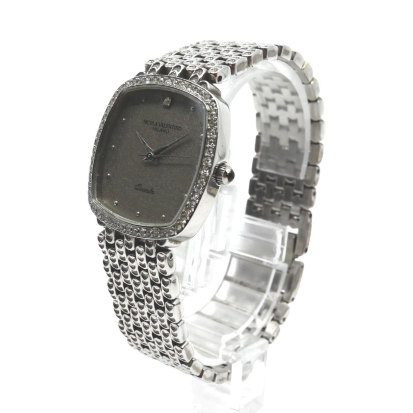 美品 ニコラバレンティノ NICOLA VALENTINO 腕時計 NVG-380S-6 レディース クォーツ グレー文字盤 スクエア レクタンギュラー ドレスウォッチ クラシック アナログ ステンレス シルバー 電池交換済 G10