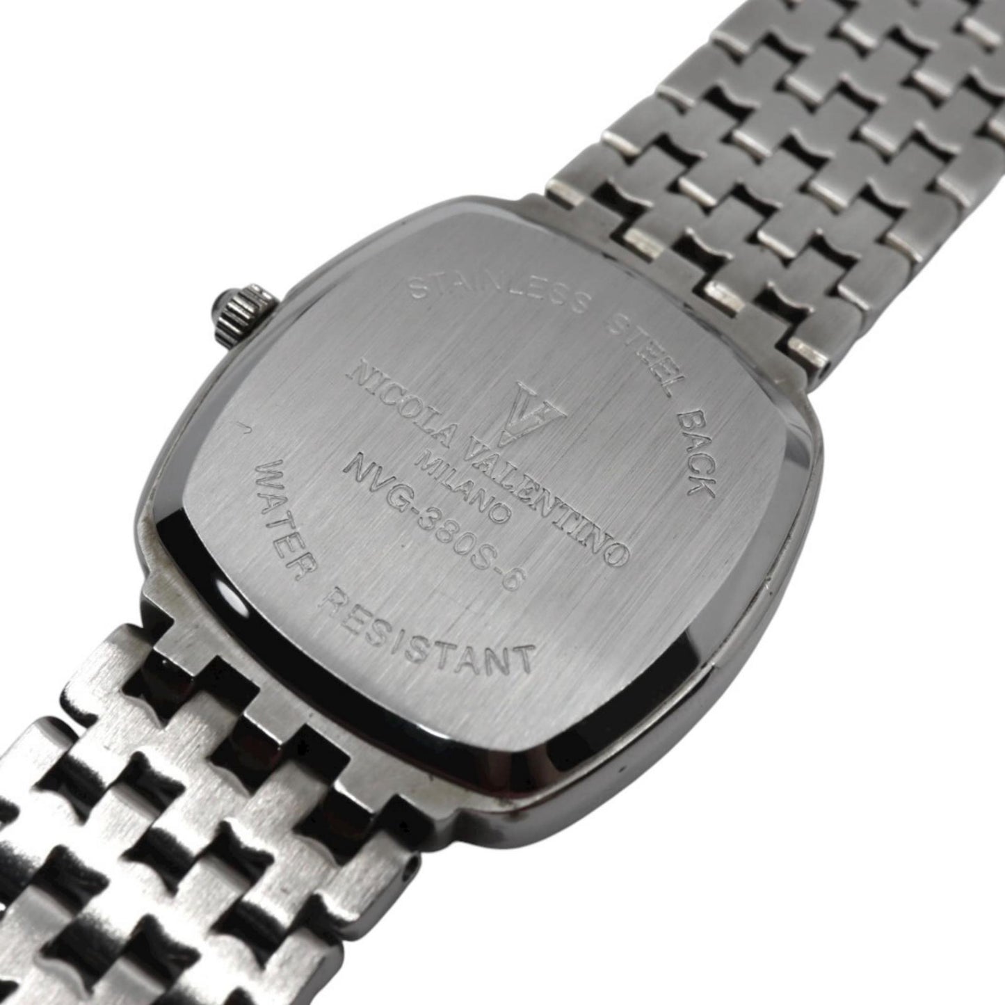 美品 ニコラバレンティノ NICOLA VALENTINO 腕時計 NVG-380S-6 レディース クォーツ グレー文字盤 スクエア レクタンギュラー ドレスウォッチ クラシック アナログ ステンレス シルバー 電池交換済 G10