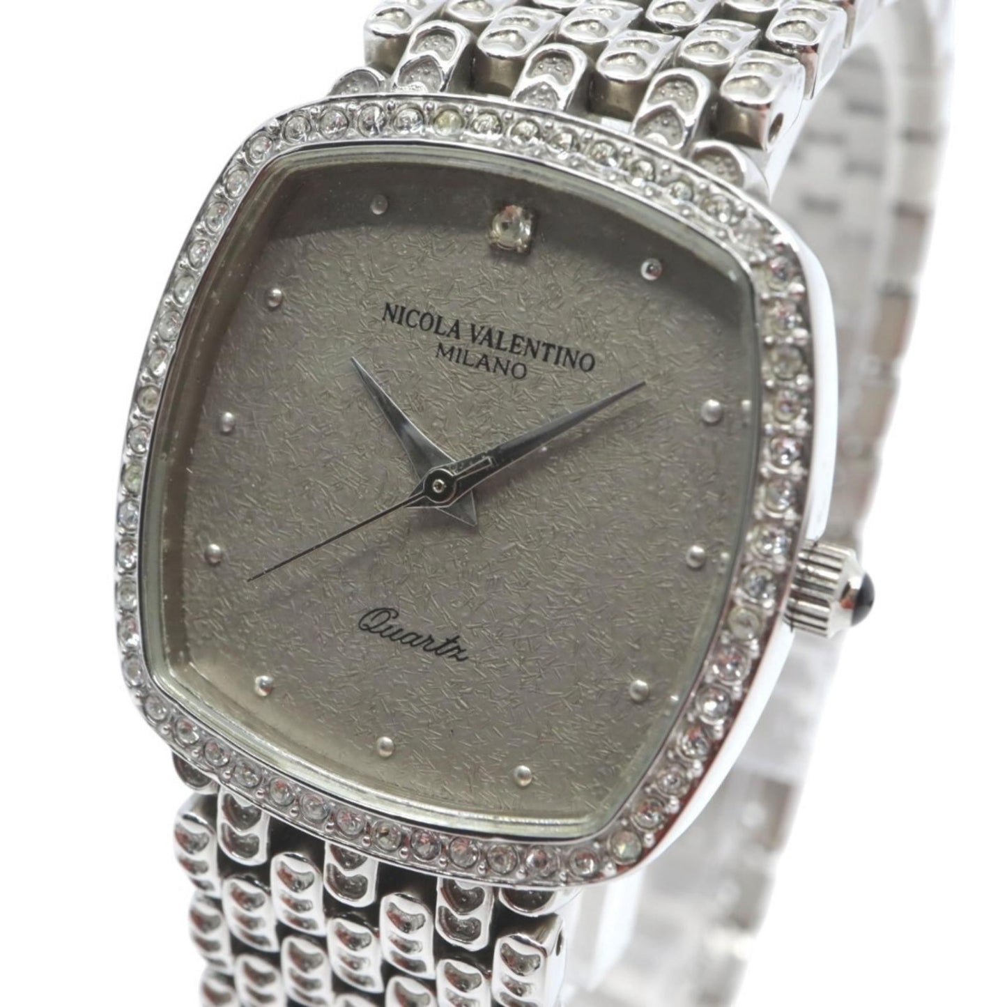 美品 ニコラバレンティノ NICOLA VALENTINO 腕時計 NVG-380S-6 レディース クォーツ グレー文字盤 スクエア レクタンギュラー ドレスウォッチ クラシック アナログ ステンレス シルバー 電池交換済 G10