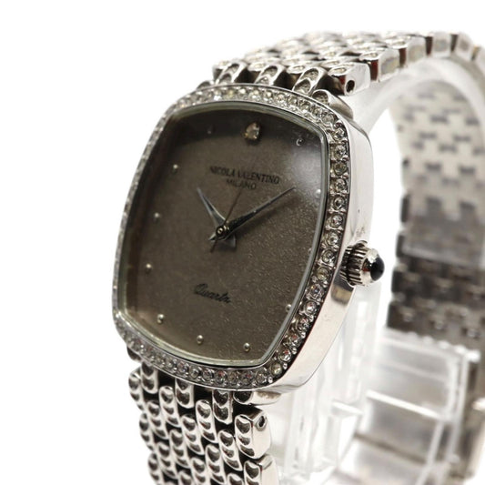 美品 ニコラバレンティノ NICOLA VALENTINO 腕時計 NVG-380S-6 レディース クォーツ グレー文字盤 スクエア レクタンギュラー ドレスウォッチ クラシック アナログ ステンレス シルバー 電池交換済 G10