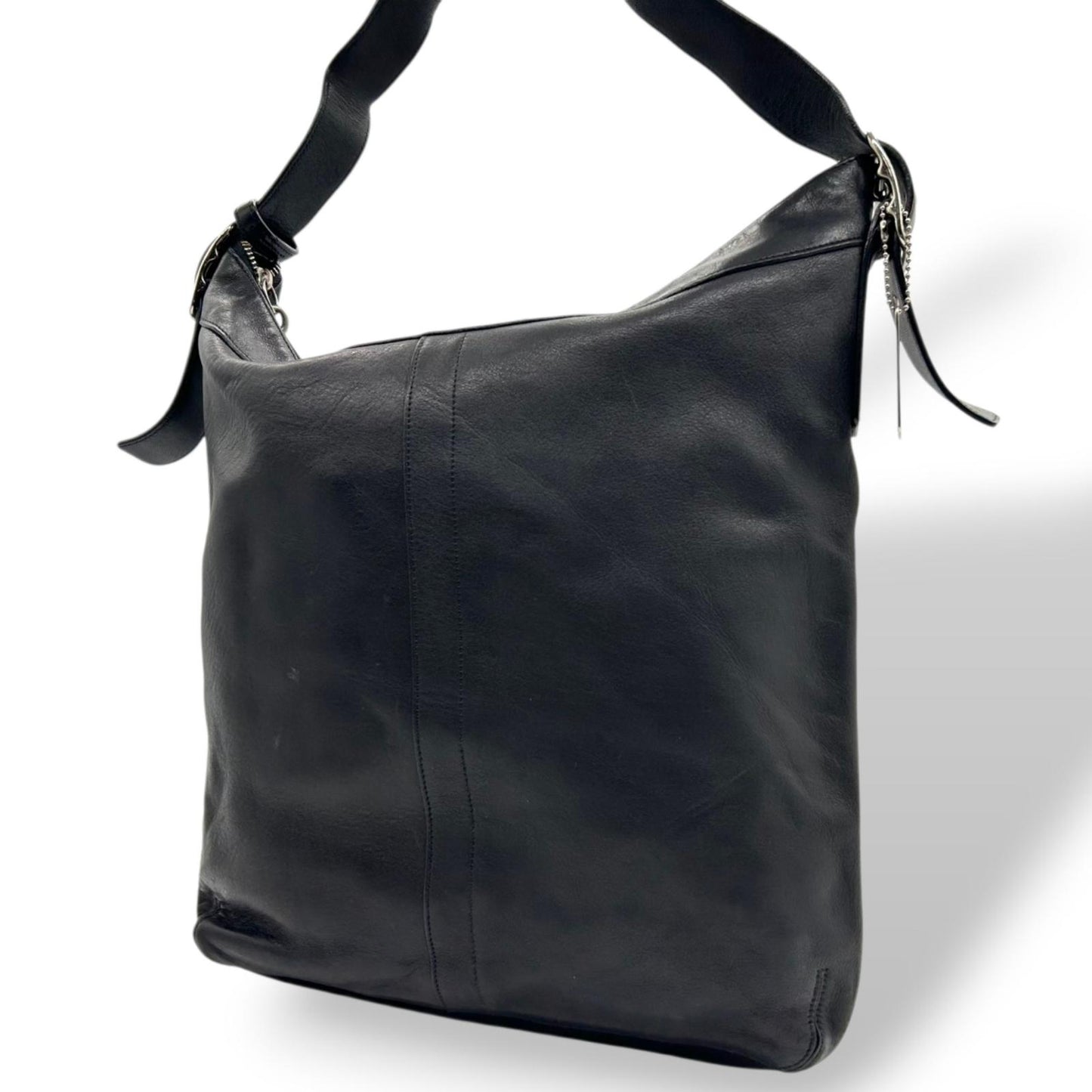 コーチ COACH 9177 レザー ショルダーバッグ クロスボディ 斜め掛け メッセンジャーバッグ 本革 ブラック 黒 A4収納可 大容量 通勤 通学 メンズ レディース ユニセックス ヴィンテージスタイル シンプル カジュアル 無地 ファスナー開閉 E6