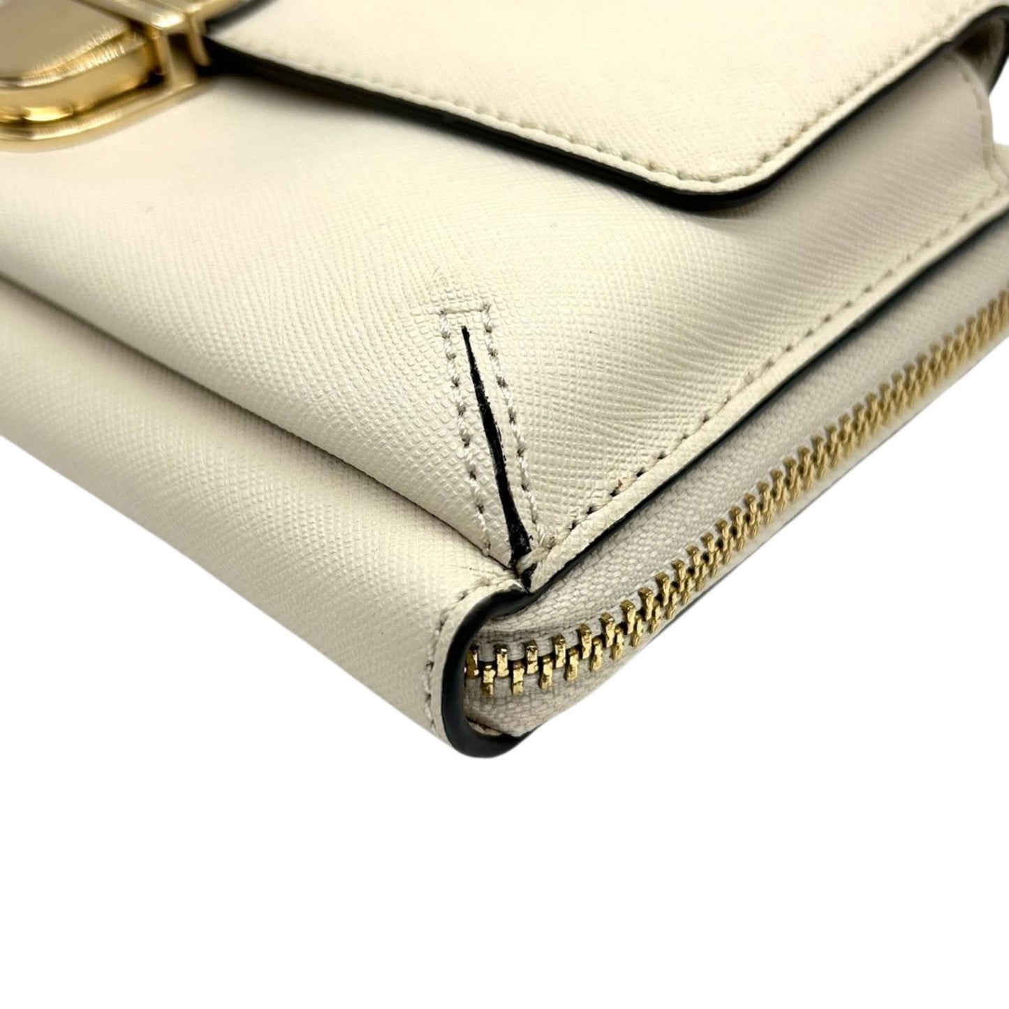 美品 マイケルコース MICHAEL KORS ウォレットバッグ チェーンウォレット お財布ショルダー 長財布 斜め掛け可 白 ホワイト アイボリー バニラ PVC ゴールド金具 クラッチ 2way 多機能 スマホ収納可 レディース お出かけ s93