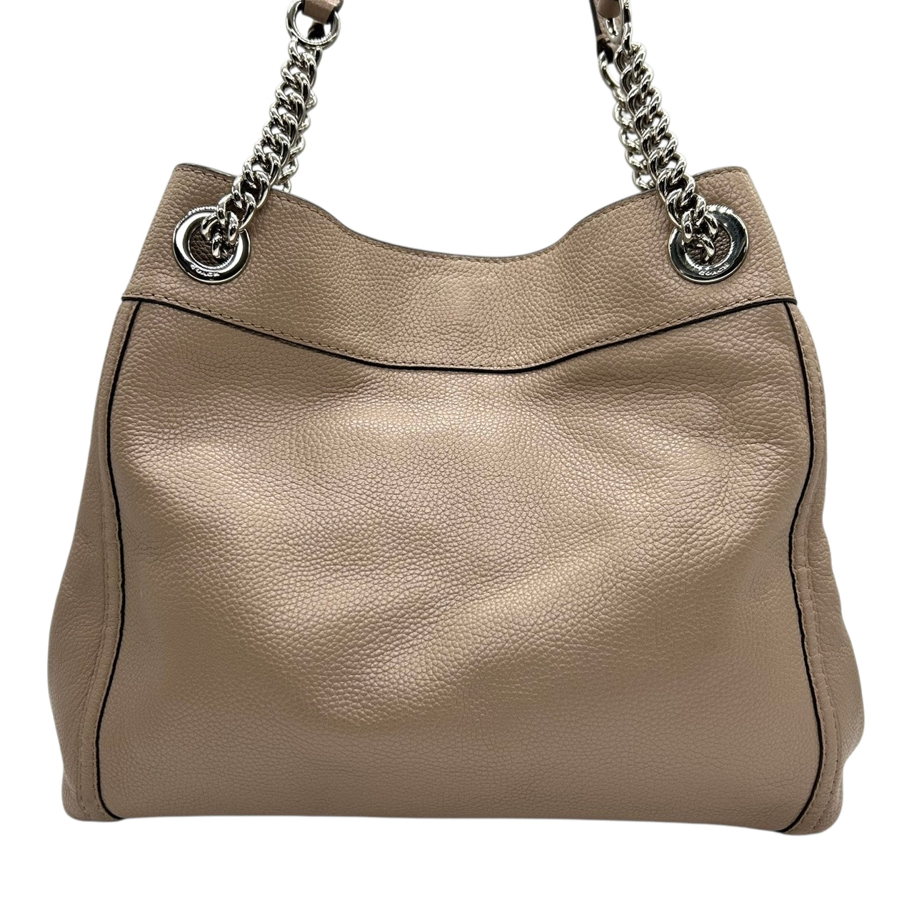 美品 コーチ COACH イーディー 36855 トートバッグ ショルダーバッグ チェーン ターンロック レザー 本革 ベージュ グレージュ レディース 肩掛け ワンショルダー A4収納可 通勤 通学 鞄 カバン s78