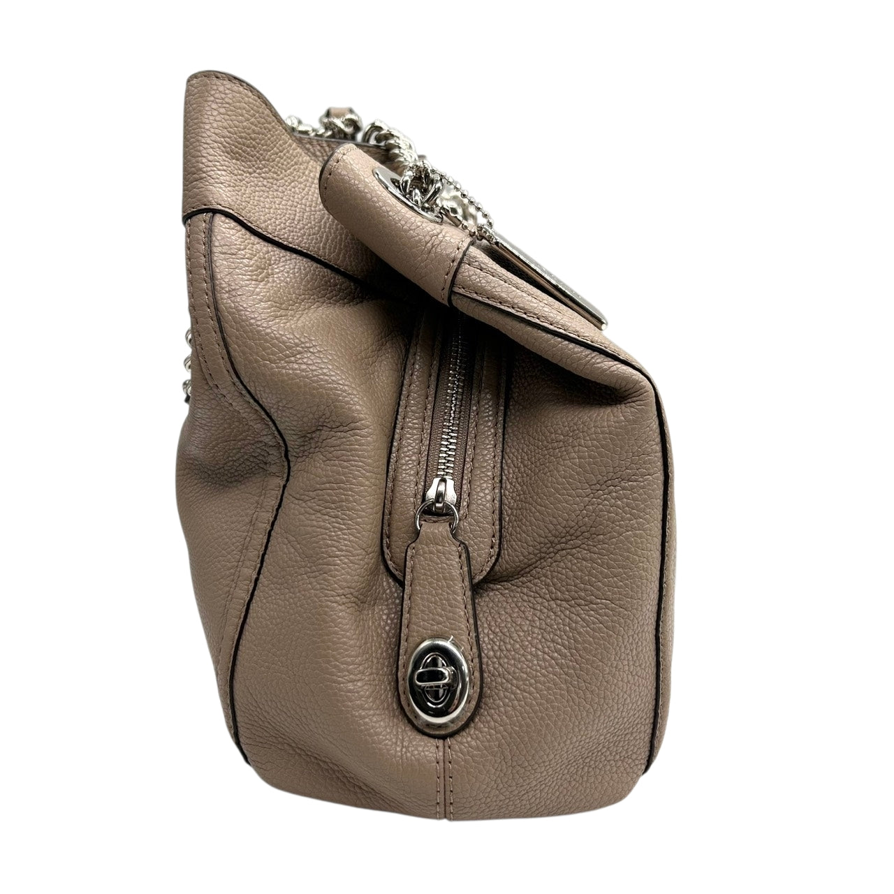 美品 コーチ COACH イーディー 36855 トートバッグ ショルダーバッグ チェーン ターンロック レザー 本革 ベージュ グレージュ レディース 肩掛け ワンショルダー A4収納可 通勤 通学 鞄 カバン s78