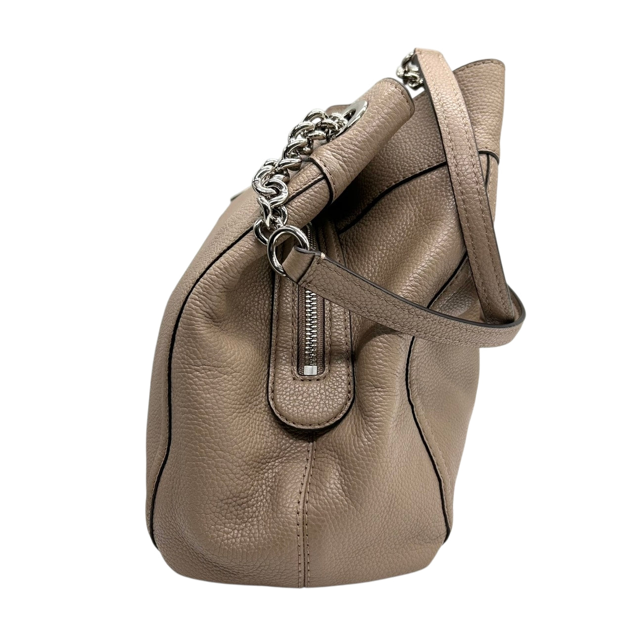 美品 コーチ COACH イーディー 36855 トートバッグ ショルダーバッグ チェーン ターンロック レザー 本革 ベージュ グレージュ レディース 肩掛け ワンショルダー A4収納可 通勤 通学 鞄 カバン s78