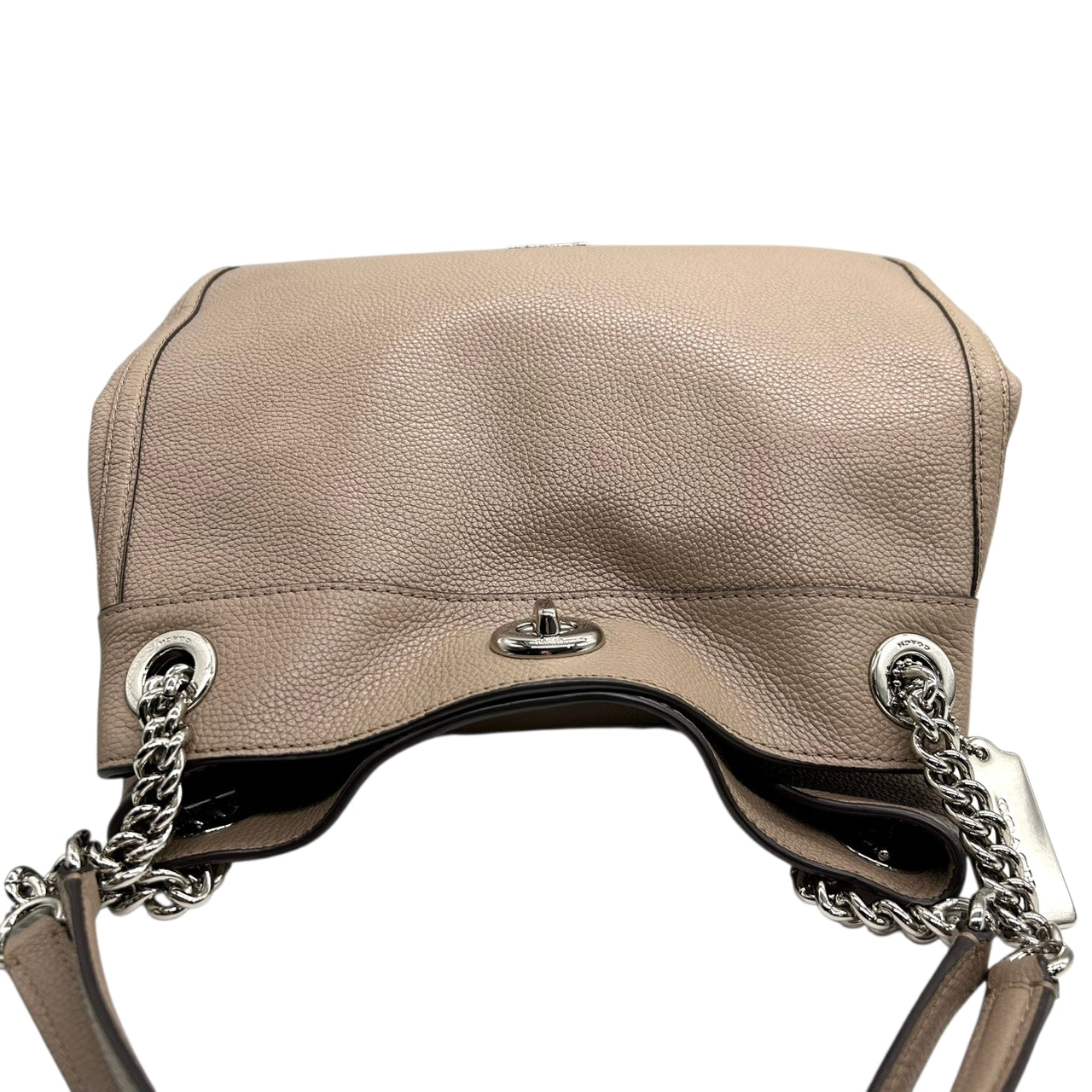 美品 コーチ COACH イーディー 36855 トートバッグ ショルダーバッグ チェーン ターンロック レザー 本革 ベージュ グレージュ レディース 肩掛け ワンショルダー A4収納可 通勤 通学 鞄 カバン s78