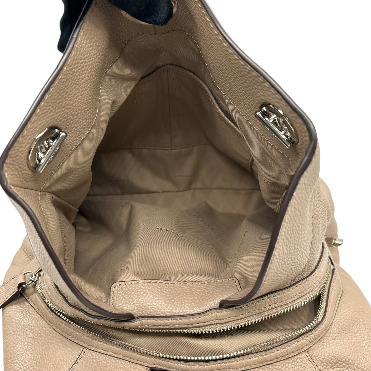 美品 コーチ COACH イーディー 36855 トートバッグ ショルダーバッグ チェーン ターンロック レザー 本革 ベージュ グレージュ レディース 肩掛け ワンショルダー A4収納可 通勤 通学 鞄 カバン s78