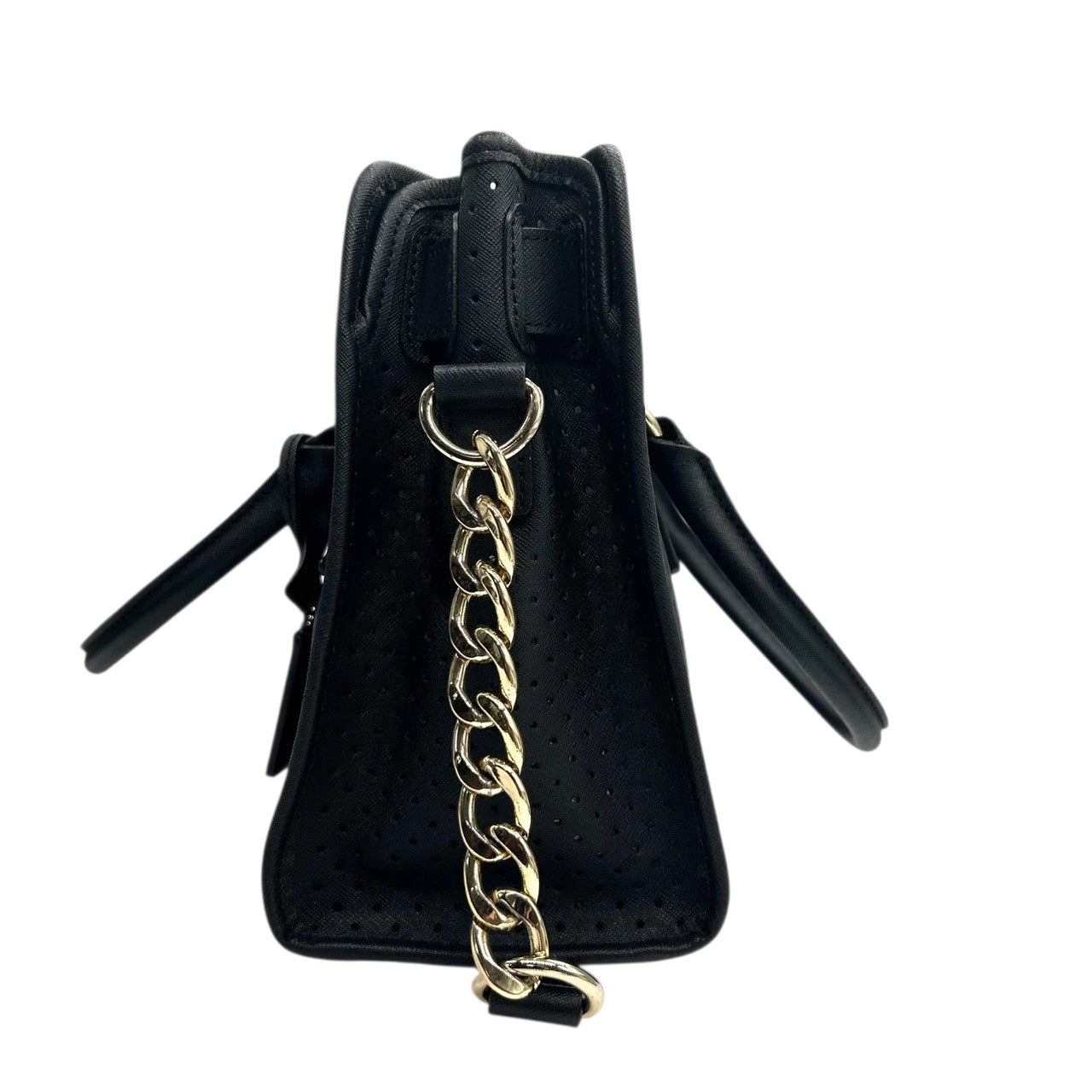 美品 マイケルコース MICHAEL KORS ハミルトン Hamilton トートバッグ ハンドバッグ チェーンショルダー パンチング 黒 ブラック ゴールド金具 パドロック ポーチ付 自立可 肩掛け ワンショルダー サッチェル レディース s93