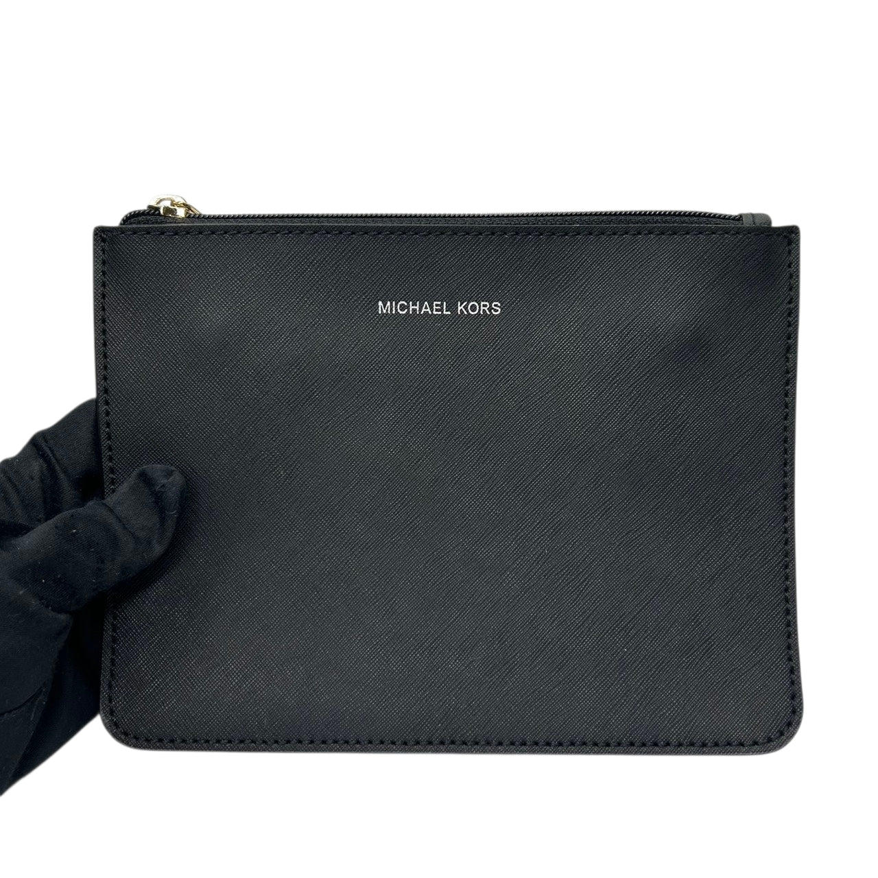 美品 マイケルコース MICHAEL KORS ハミルトン Hamilton トートバッグ ハンドバッグ チェーンショルダー パンチング 黒 ブラック ゴールド金具 パドロック ポーチ付 自立可 肩掛け ワンショルダー サッチェル レディース s93